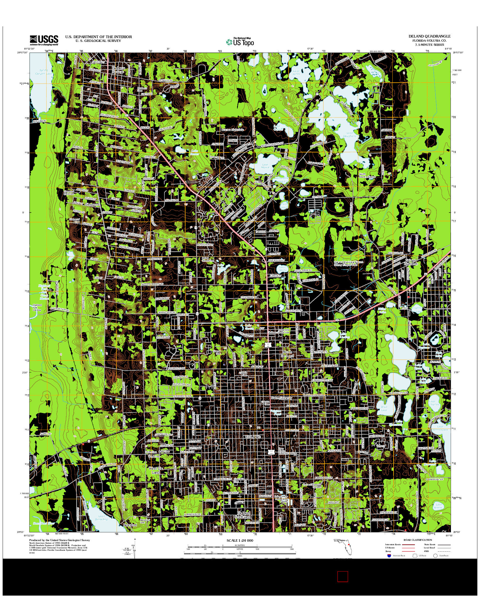 USGS US TOPO 7.5-MINUTE MAP FOR DELAND, FL 2012