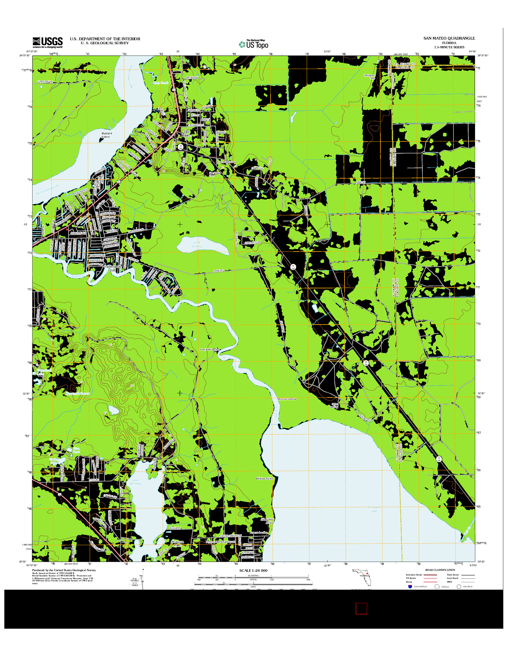 USGS US TOPO 7.5-MINUTE MAP FOR SAN MATEO, FL 2012