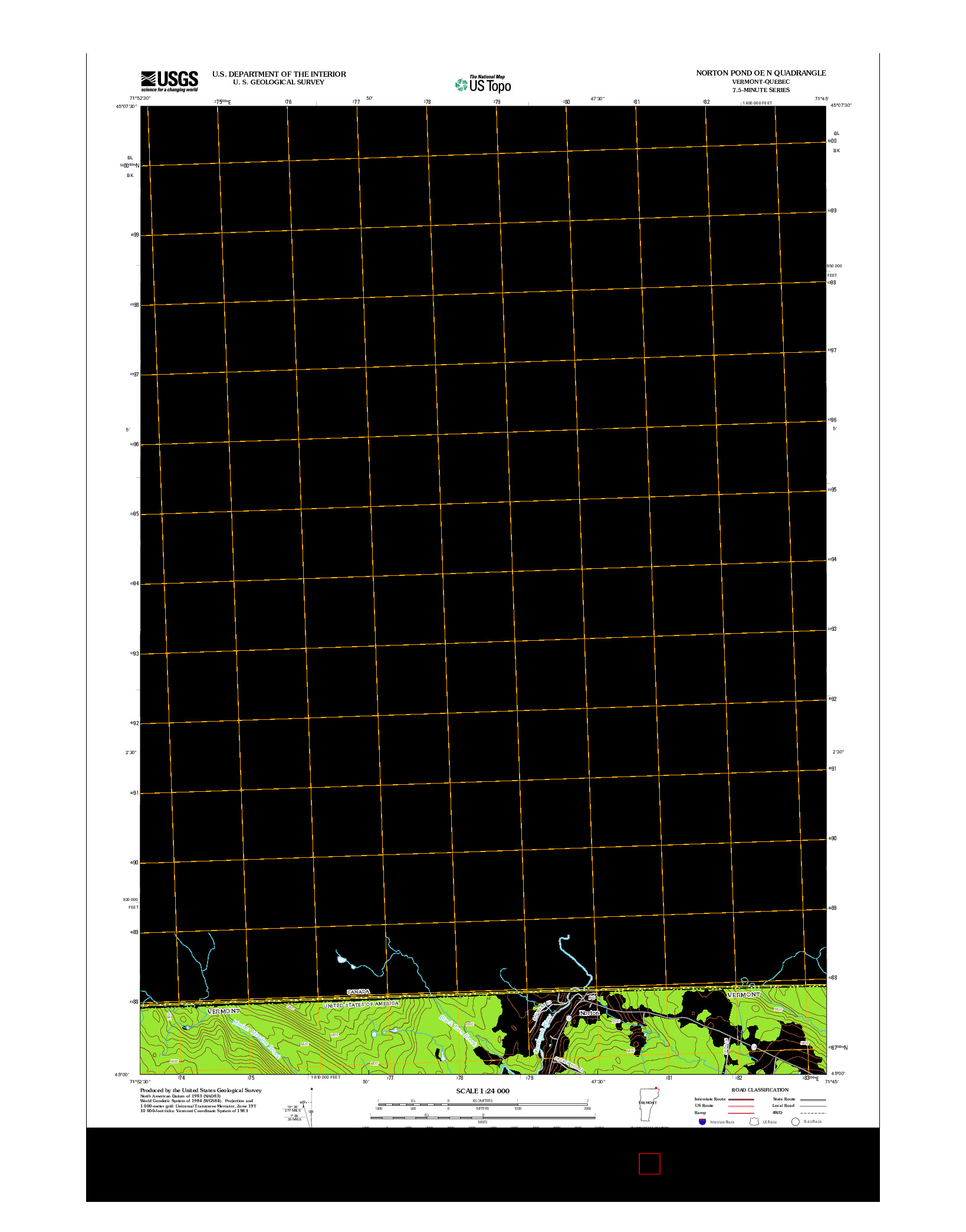 USGS US TOPO 7.5-MINUTE MAP FOR NORTON POND OE N, VT-QC 2012
