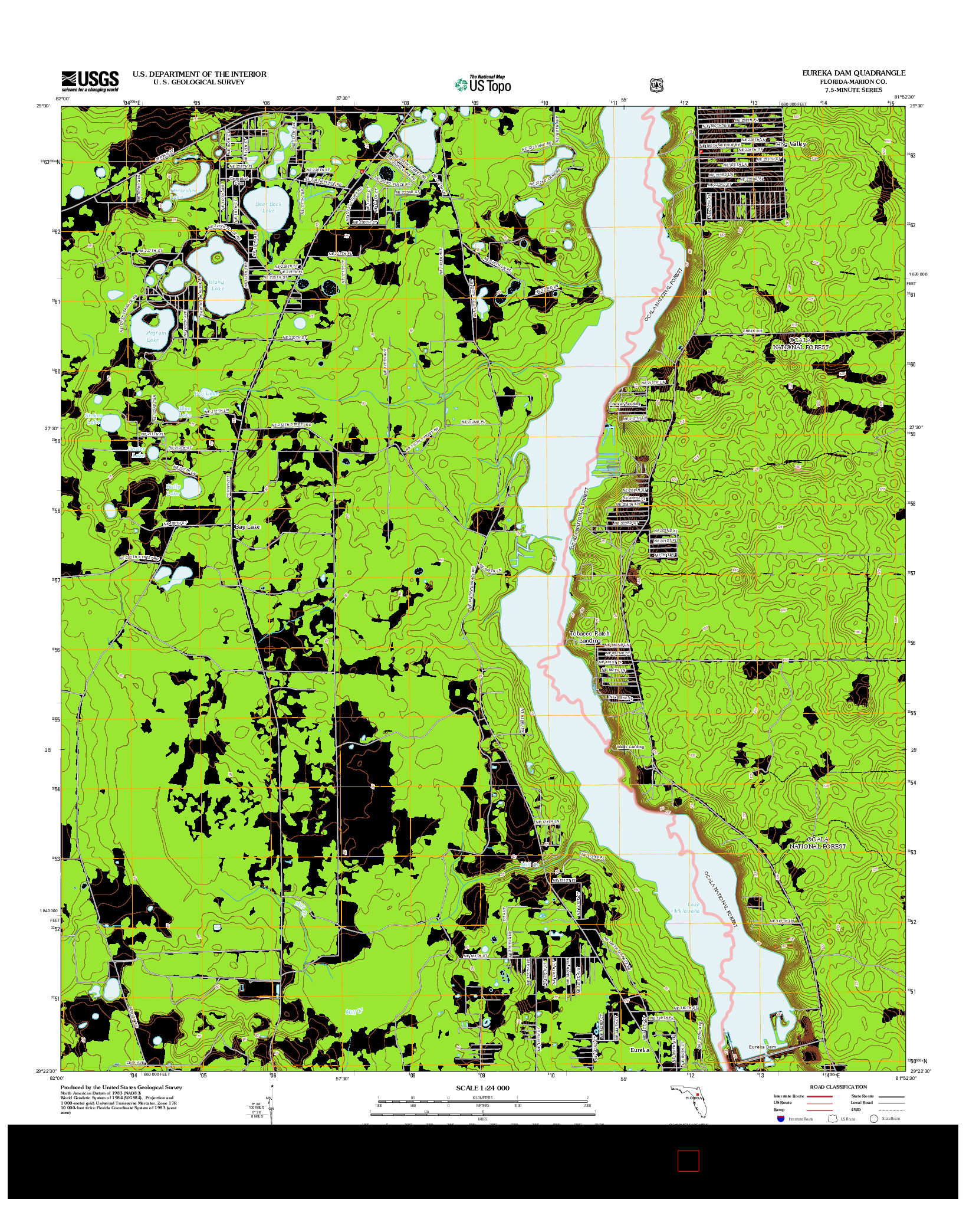 USGS US TOPO 7.5-MINUTE MAP FOR EUREKA DAM, FL 2012