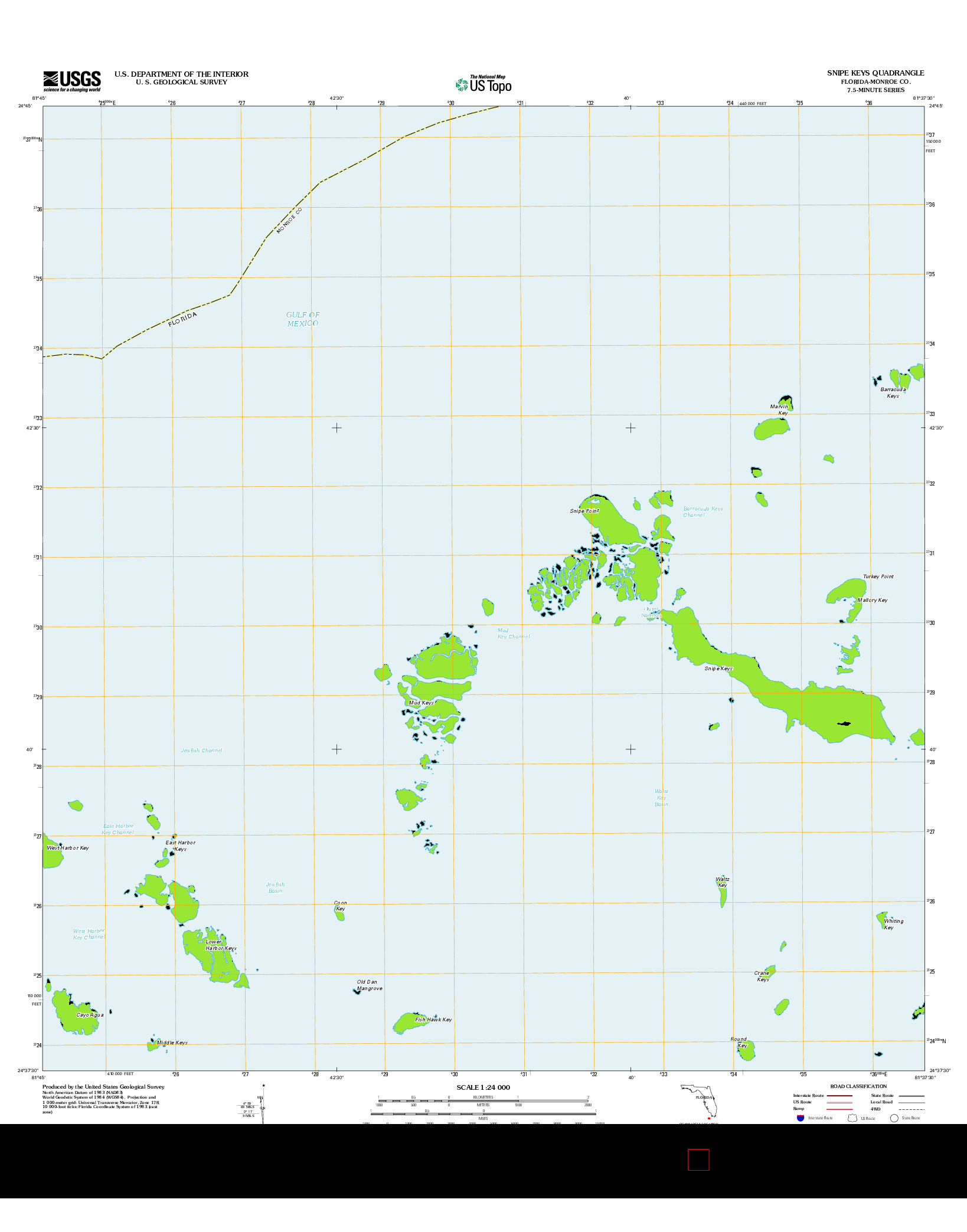 USGS US TOPO 7.5-MINUTE MAP FOR SNIPE KEYS, FL 2012