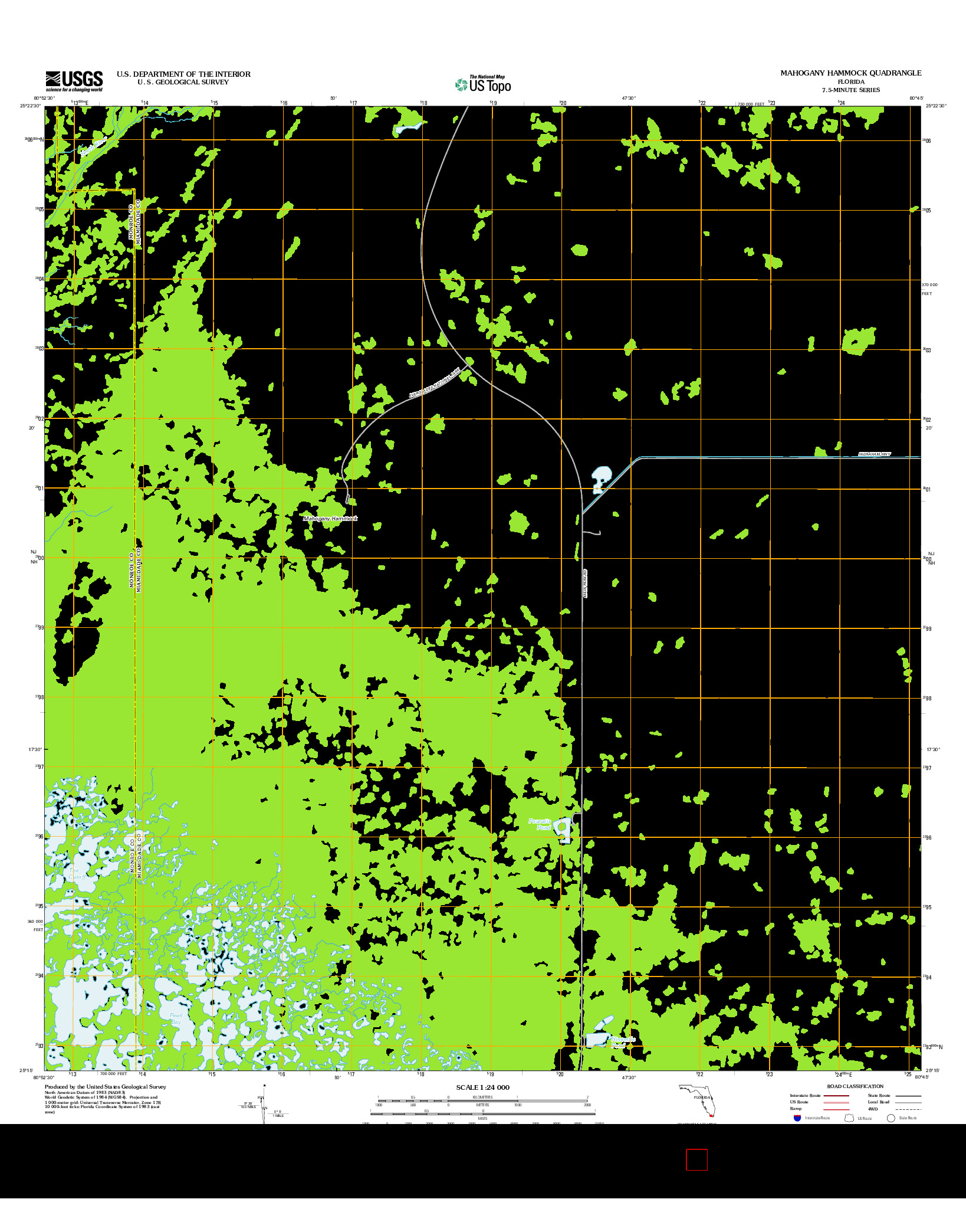 USGS US TOPO 7.5-MINUTE MAP FOR MAHOGANY HAMMOCK, FL 2012