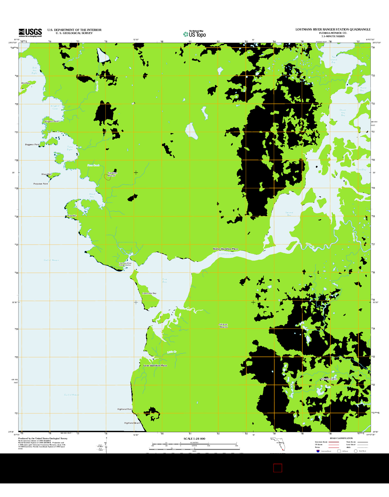 USGS US TOPO 7.5-MINUTE MAP FOR LOSTMANS RIVER RANGER STATION, FL 2012