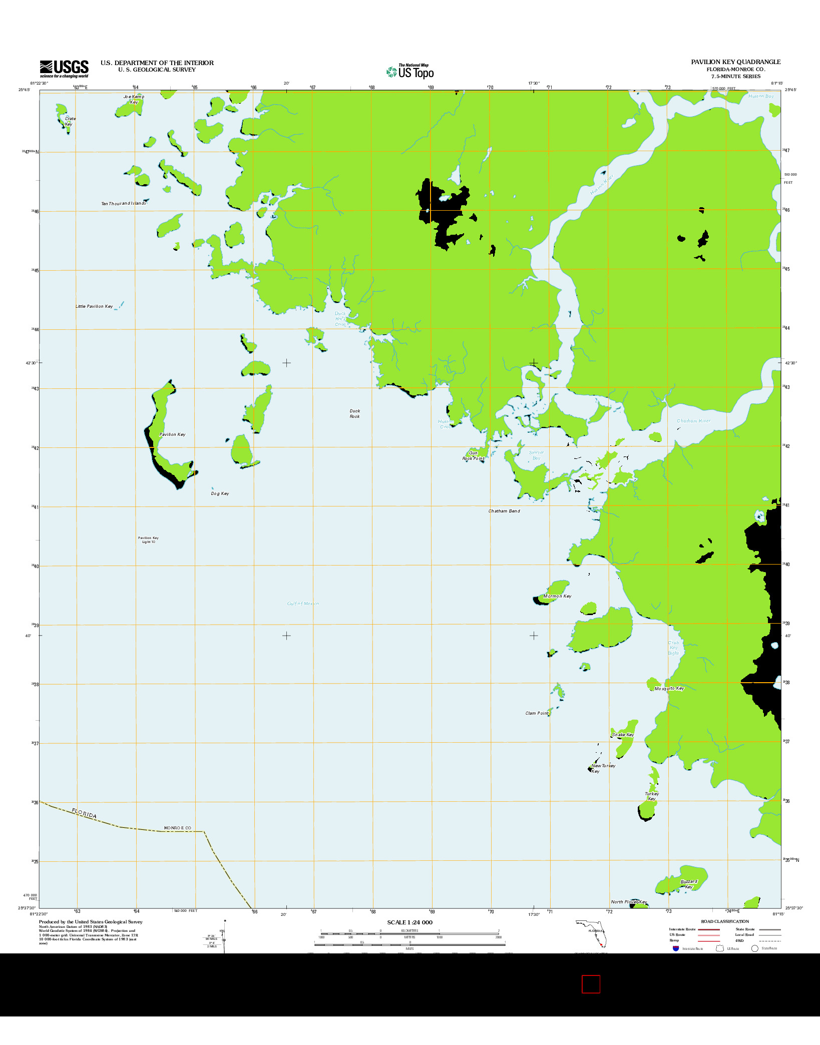 USGS US TOPO 7.5-MINUTE MAP FOR PAVILION KEY, FL 2012
