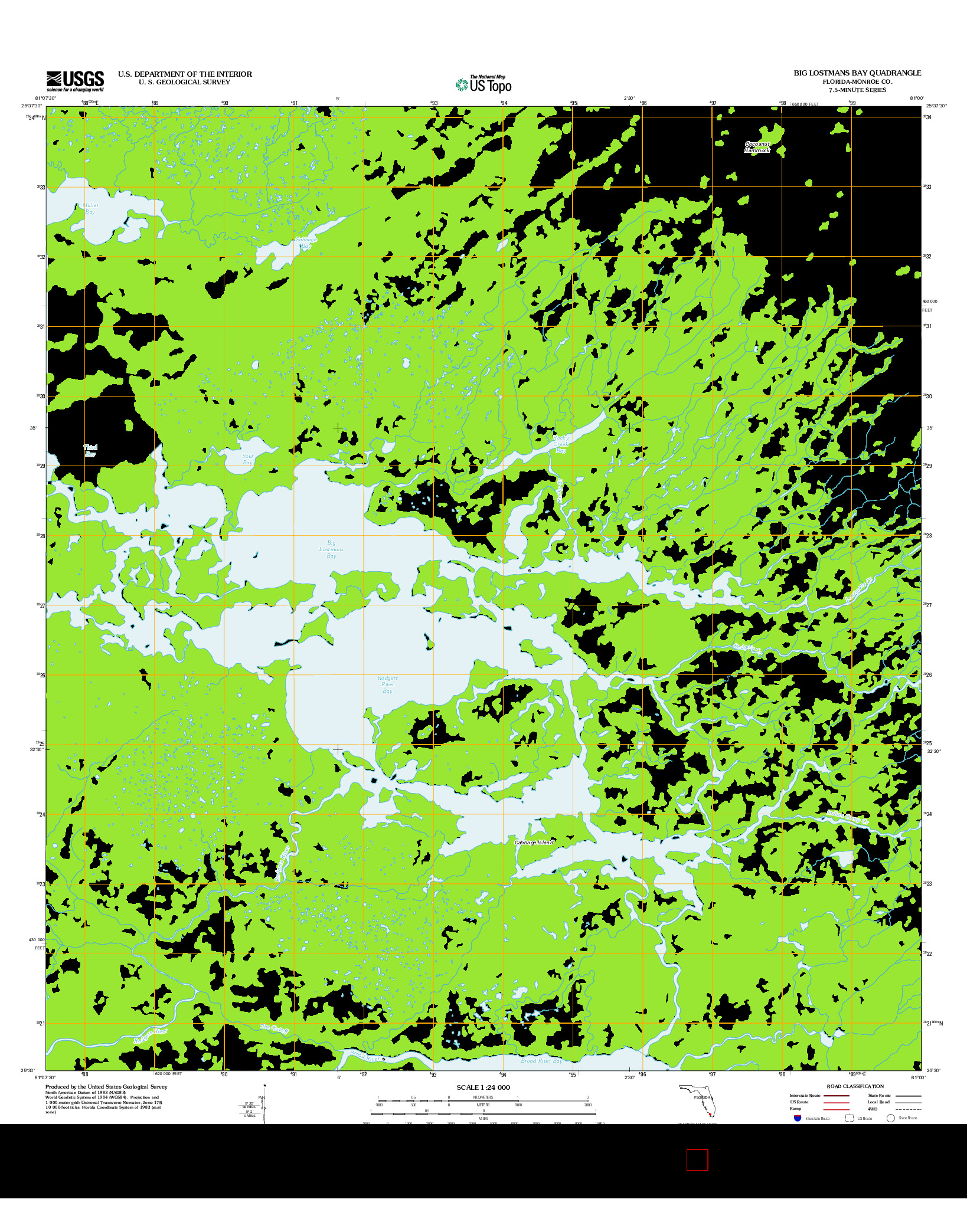USGS US TOPO 7.5-MINUTE MAP FOR BIG LOSTMANS BAY, FL 2012