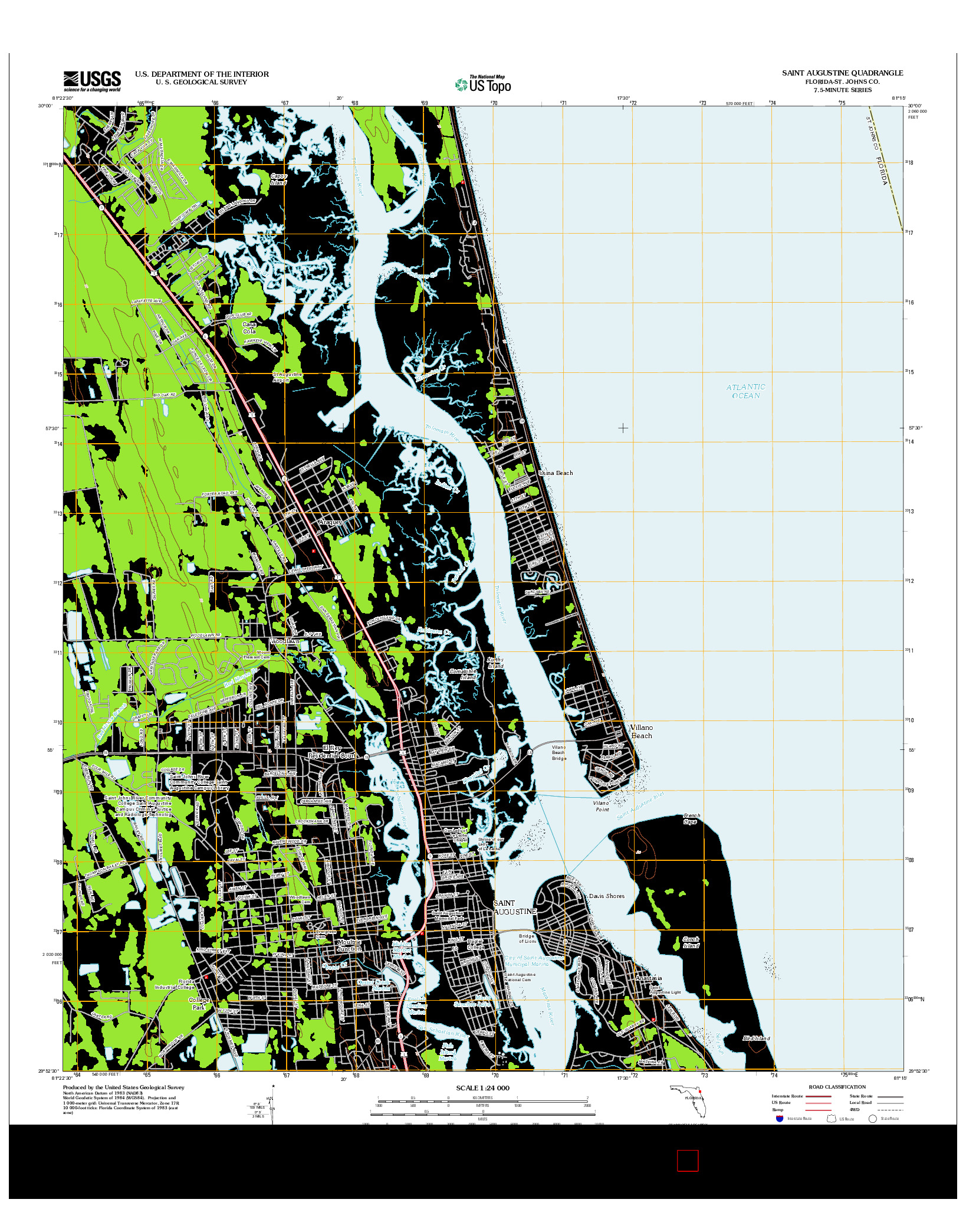 USGS US TOPO 7.5-MINUTE MAP FOR SAINT AUGUSTINE, FL 2012