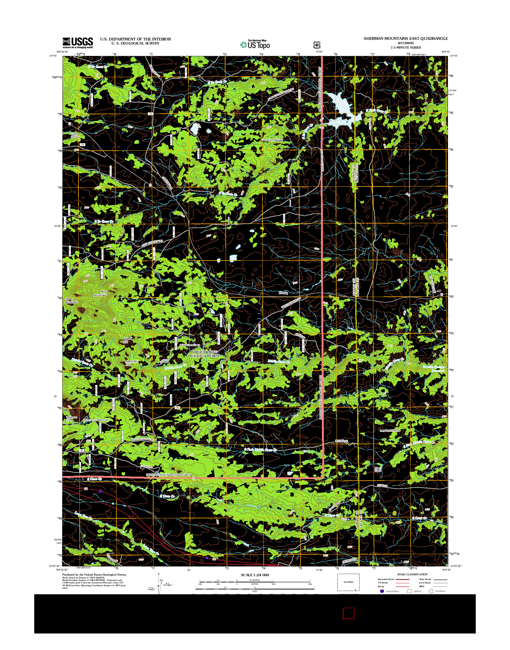 USGS US TOPO 7.5-MINUTE MAP FOR SHERMAN MOUNTAINS EAST, WY 2012