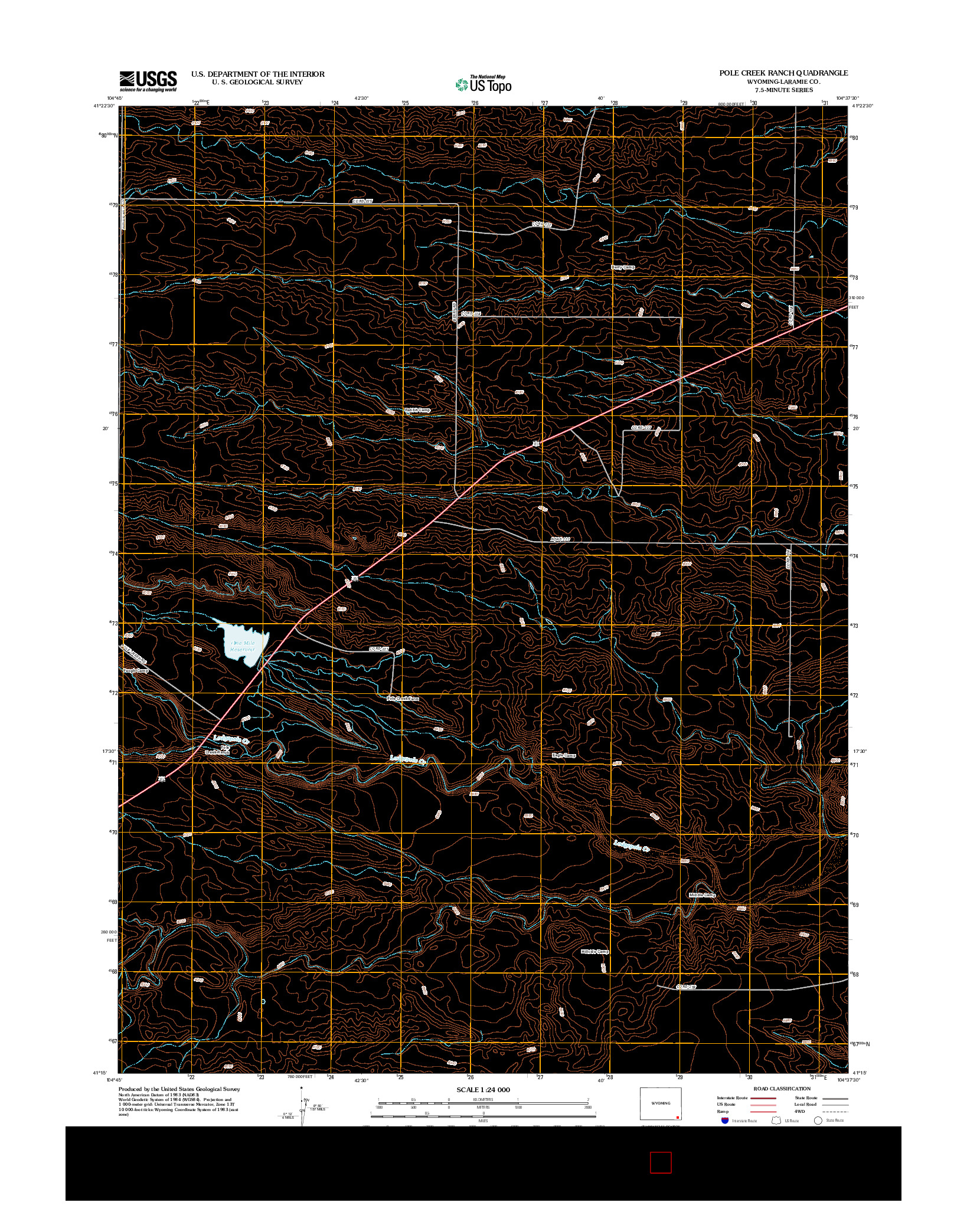 USGS US TOPO 7.5-MINUTE MAP FOR POLE CREEK RANCH, WY 2012