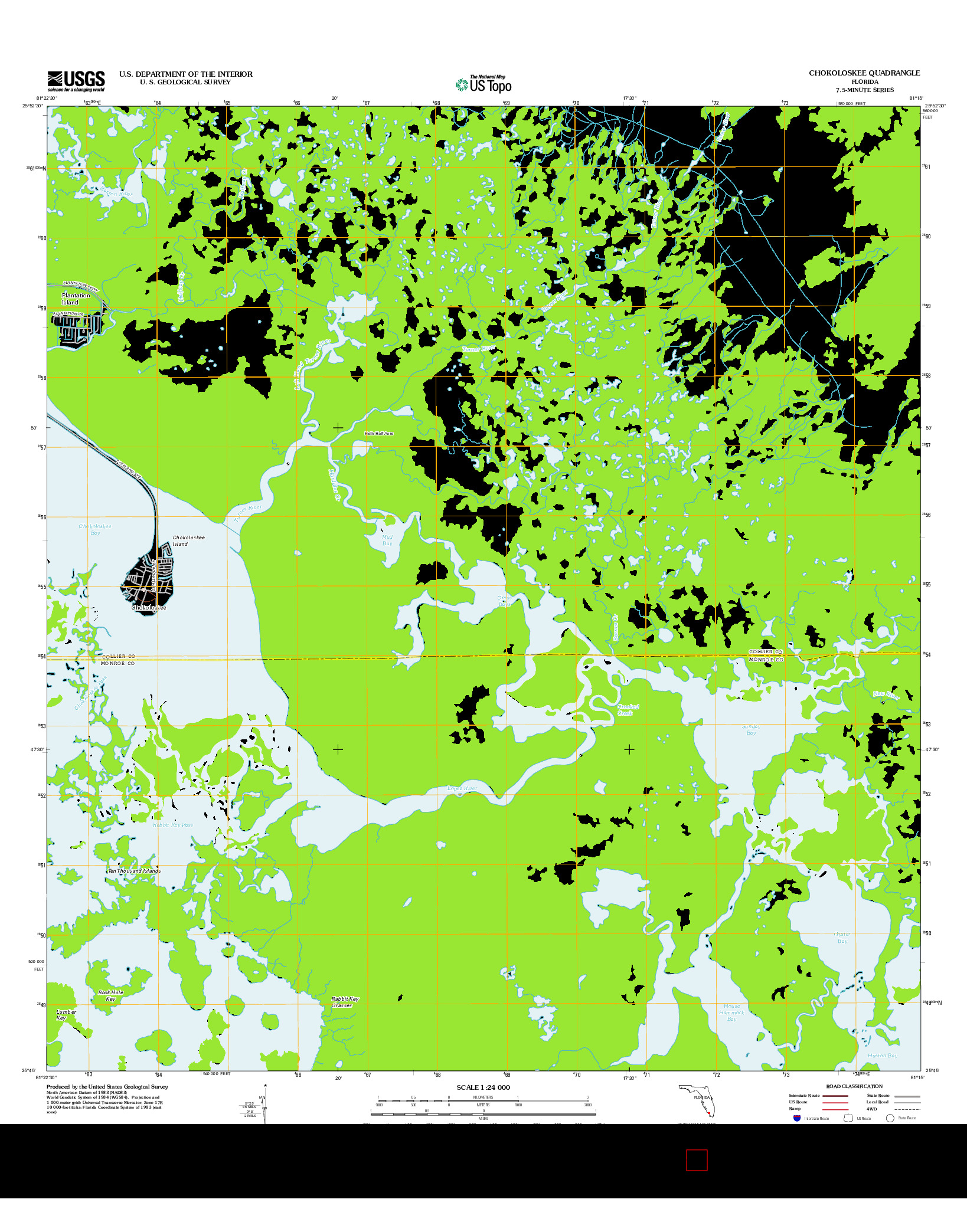 USGS US TOPO 7.5-MINUTE MAP FOR CHOKOLOSKEE, FL 2012