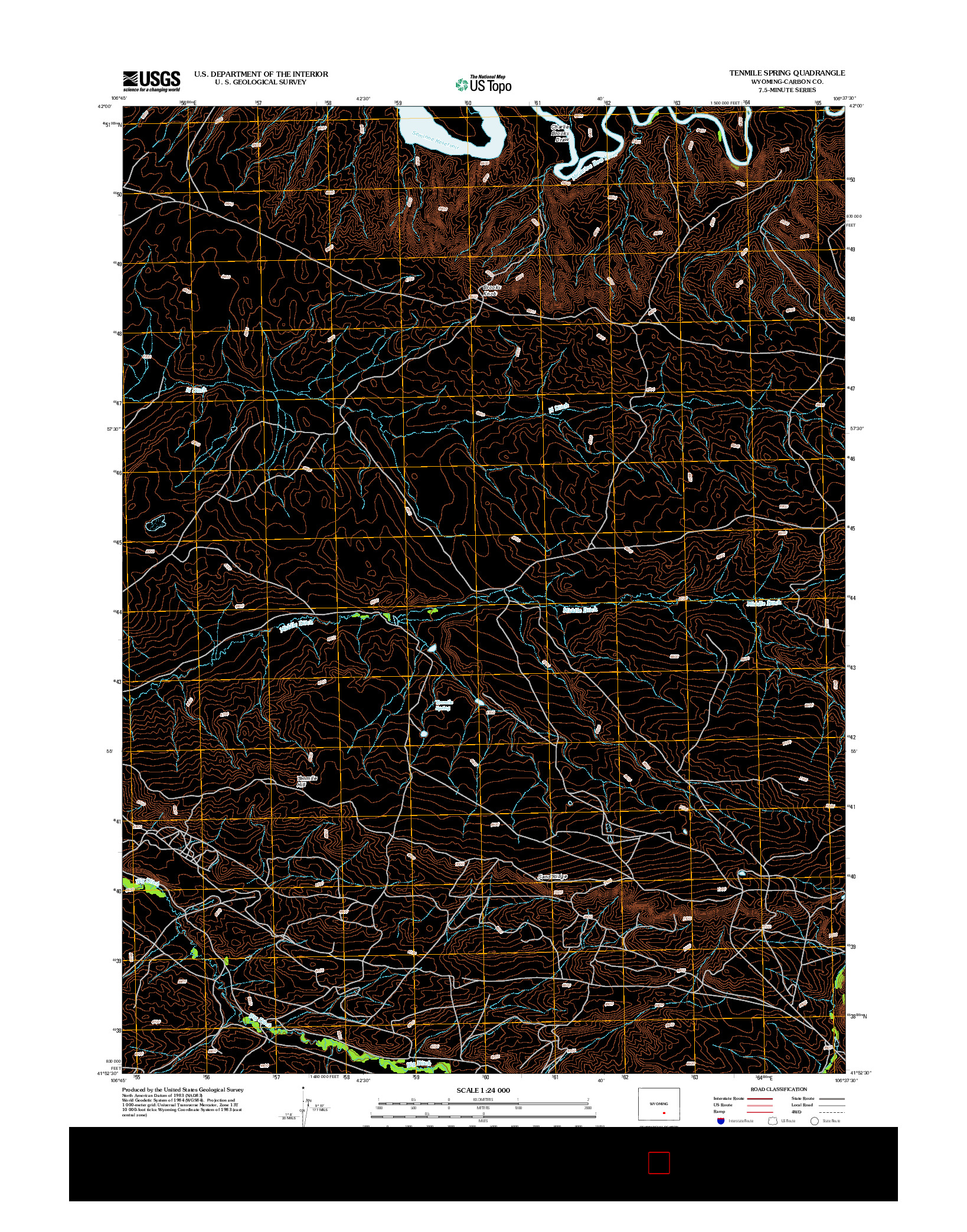 USGS US TOPO 7.5-MINUTE MAP FOR TENMILE SPRING, WY 2012