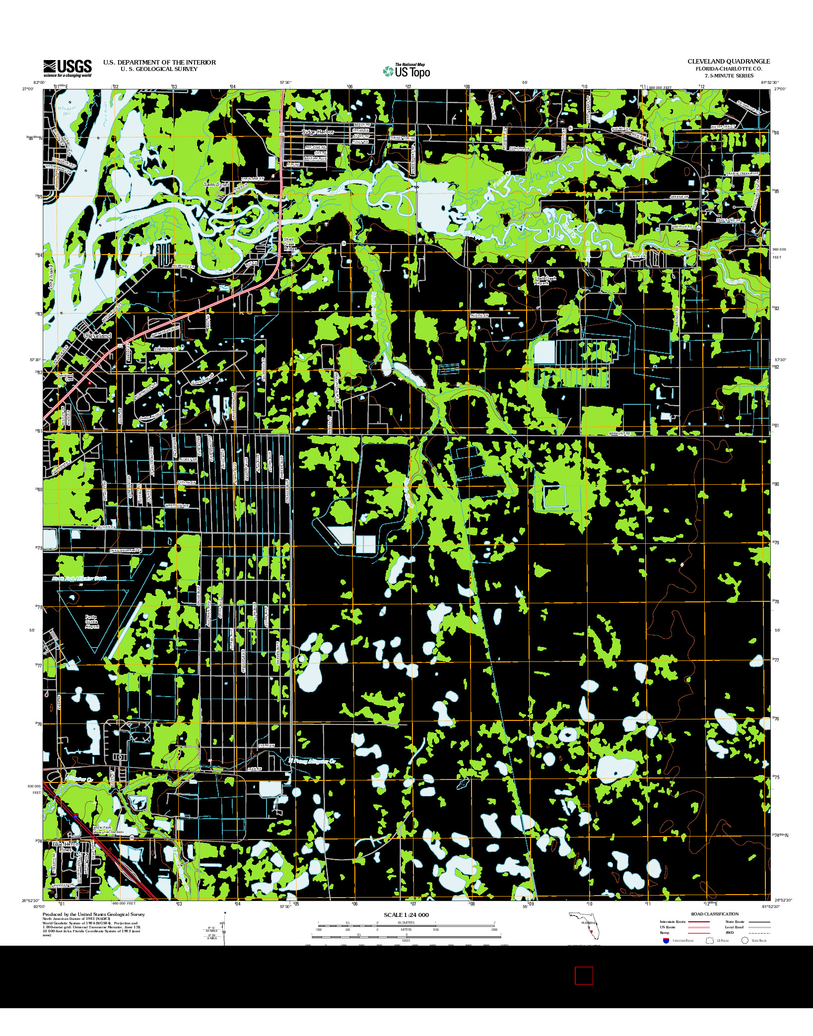 USGS US TOPO 7.5-MINUTE MAP FOR CLEVELAND, FL 2012