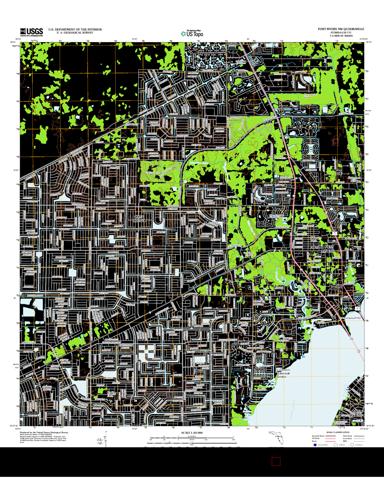 USGS US TOPO 7.5-MINUTE MAP FOR FORT MYERS NW, FL 2012