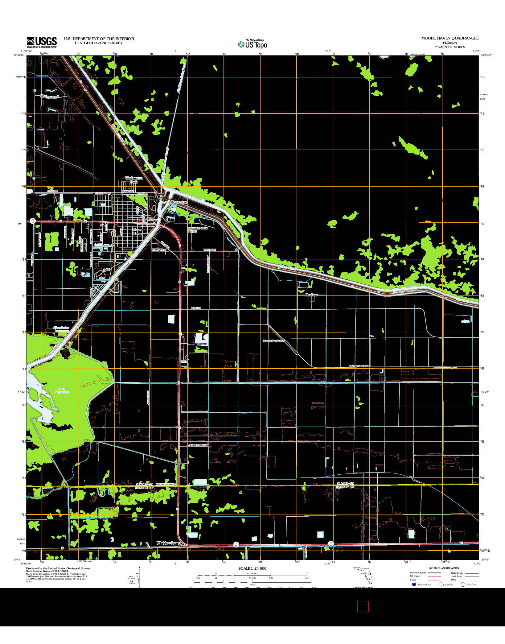 USGS US TOPO 7.5-MINUTE MAP FOR MOORE HAVEN, FL 2012