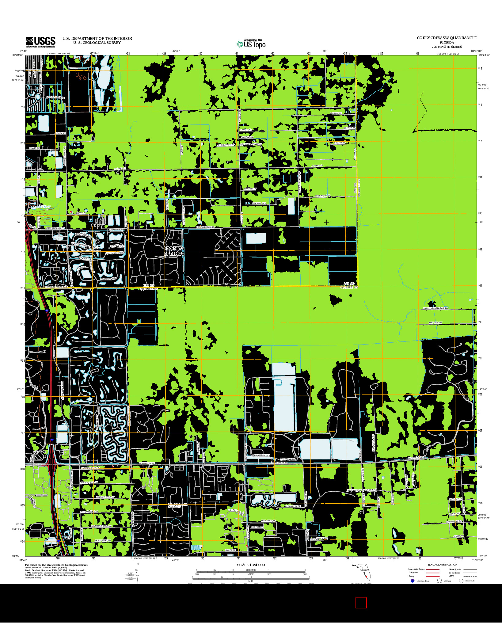 USGS US TOPO 7.5-MINUTE MAP FOR CORKSCREW SW, FL 2012