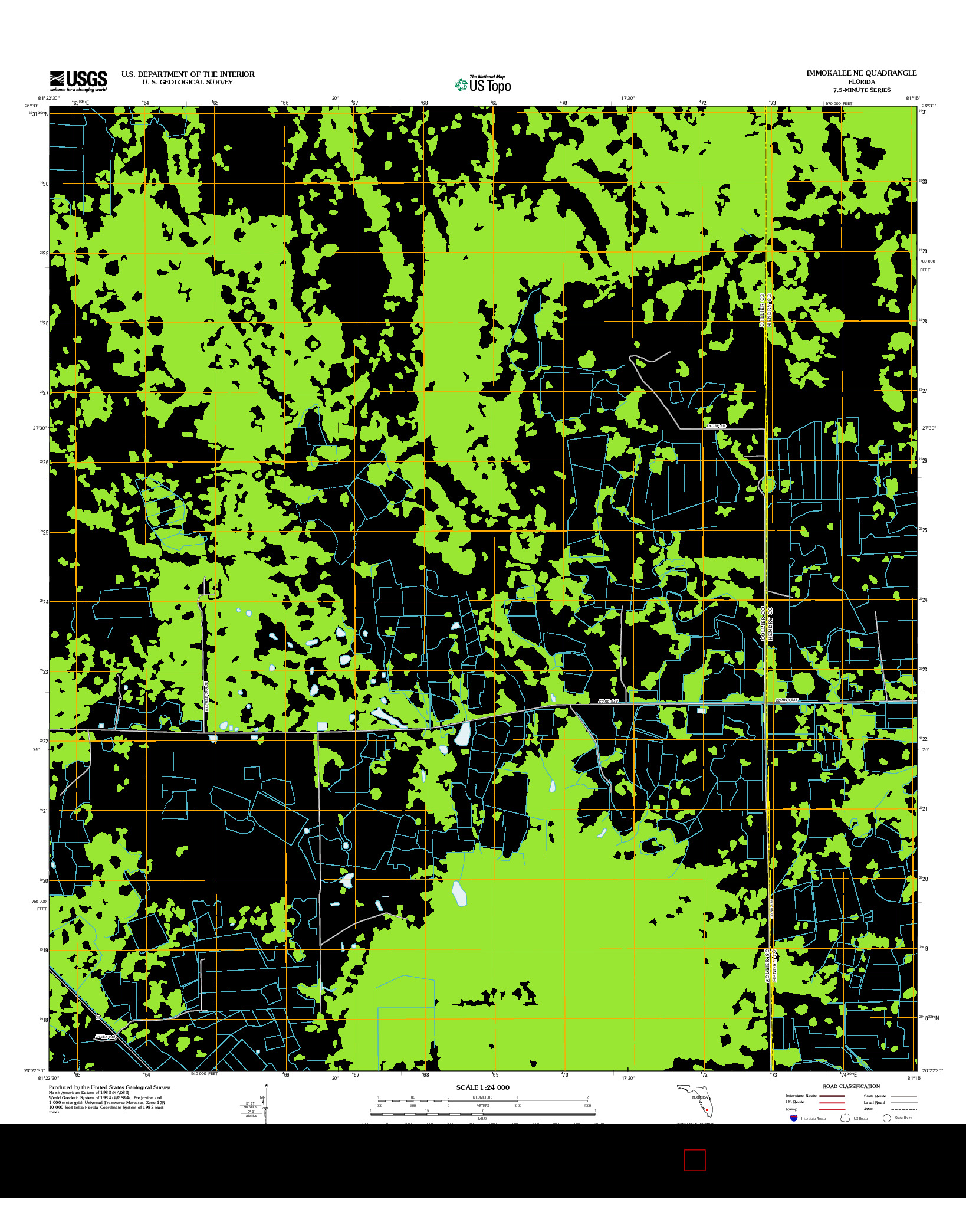 USGS US TOPO 7.5-MINUTE MAP FOR IMMOKALEE NE, FL 2012