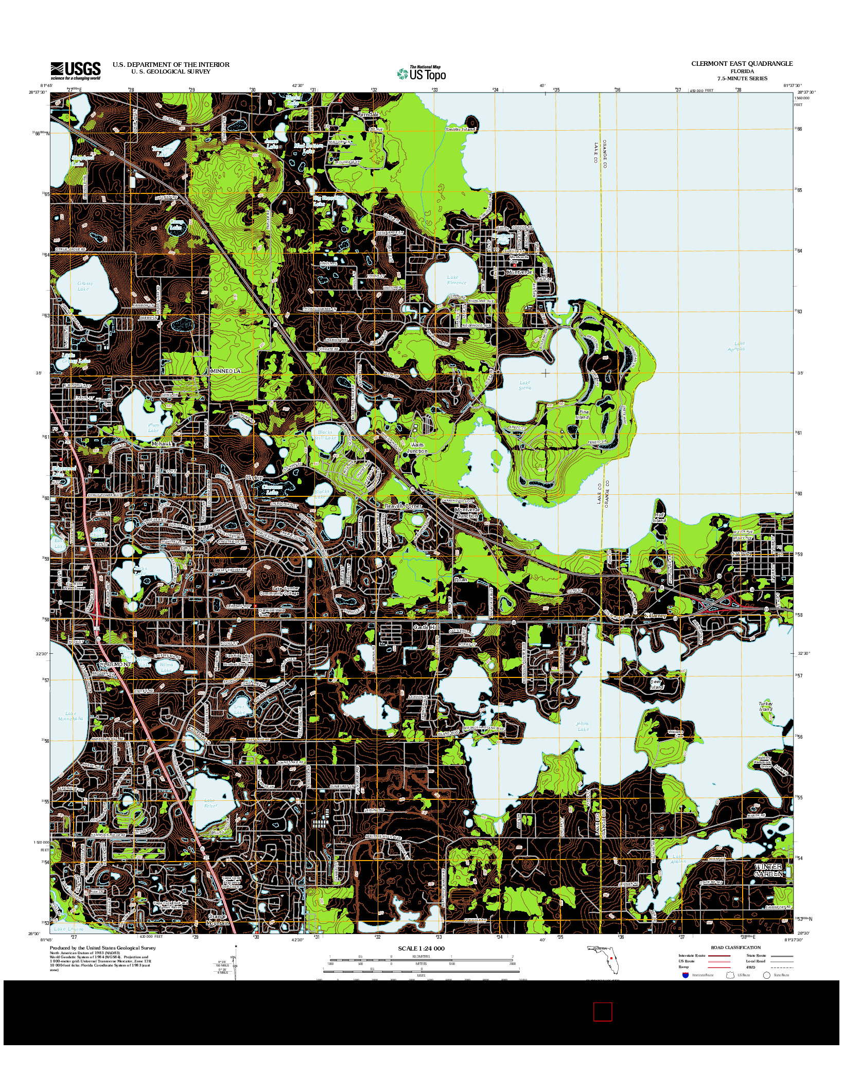 USGS US TOPO 7.5-MINUTE MAP FOR CLERMONT EAST, FL 2012