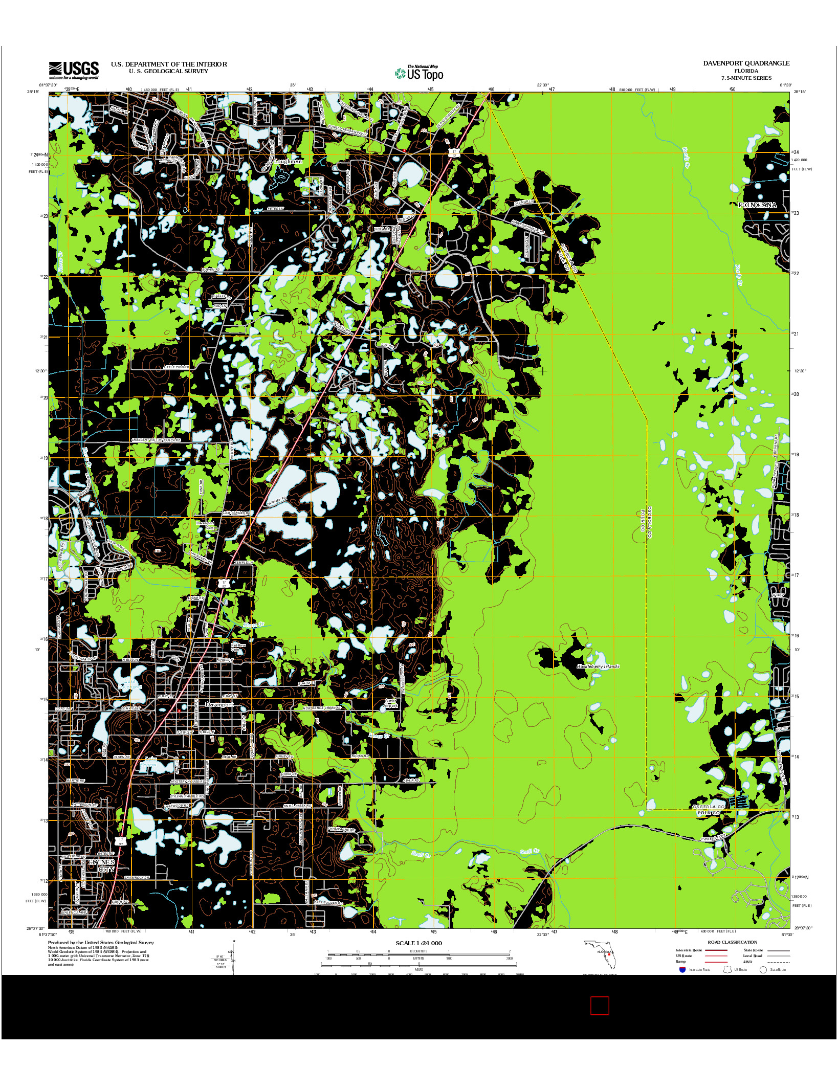 USGS US TOPO 7.5-MINUTE MAP FOR DAVENPORT, FL 2012