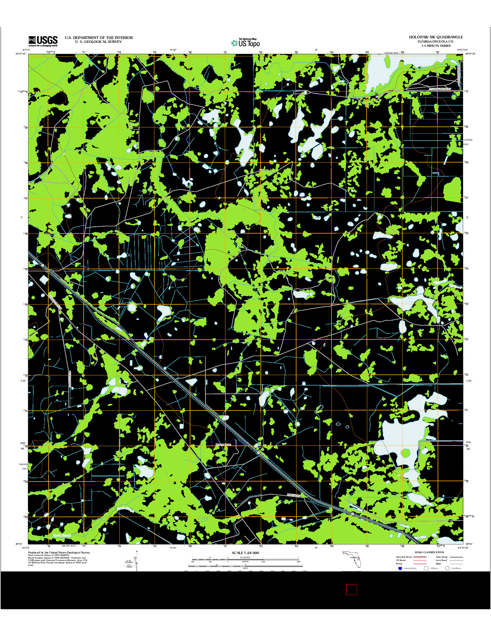 USGS US TOPO 7.5-MINUTE MAP FOR HOLOPAW SW, FL 2012