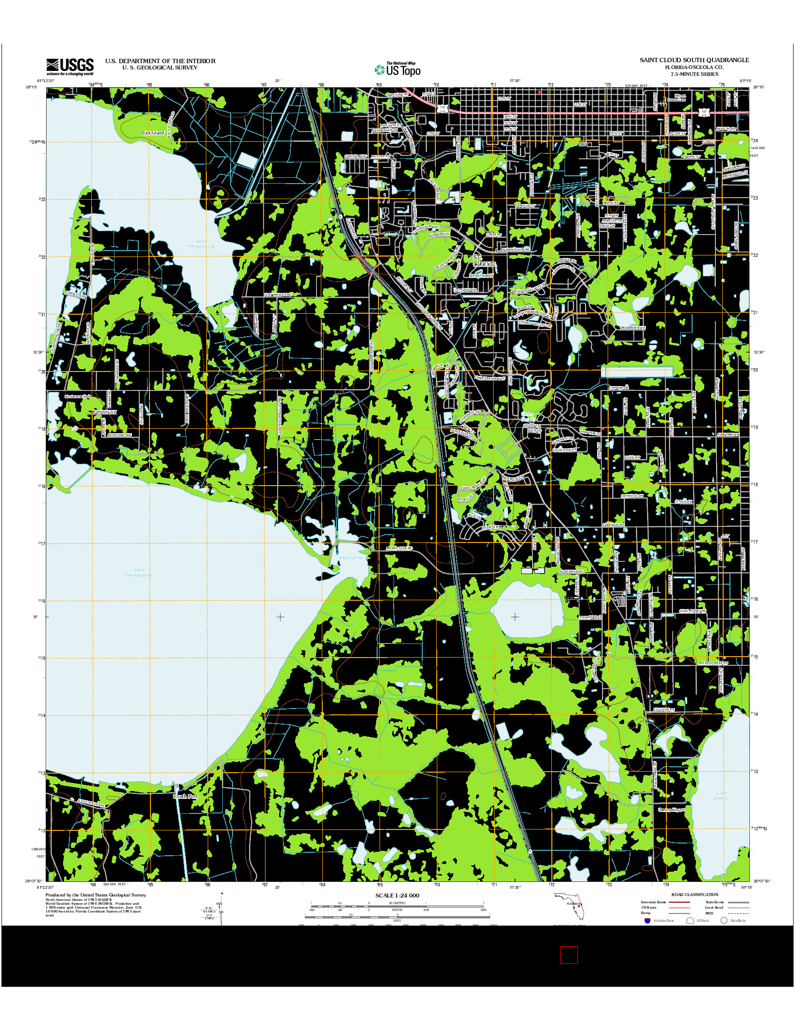 USGS US TOPO 7.5-MINUTE MAP FOR SAINT CLOUD SOUTH, FL 2012