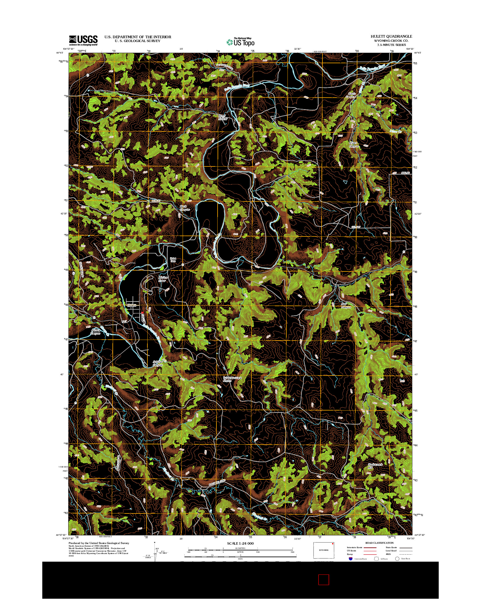 USGS US TOPO 7.5-MINUTE MAP FOR HULETT, WY 2012