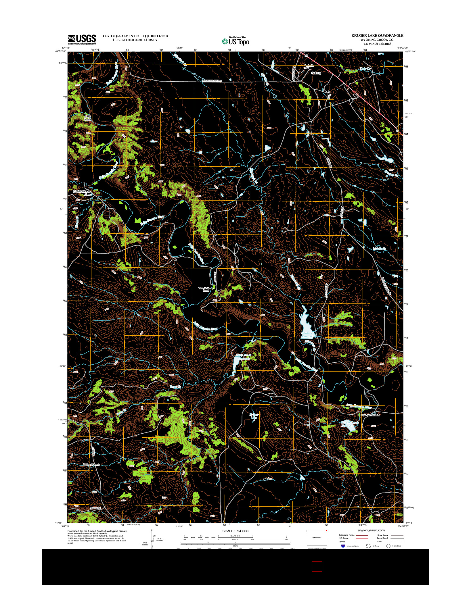 USGS US TOPO 7.5-MINUTE MAP FOR KRUGER LAKE, WY 2012