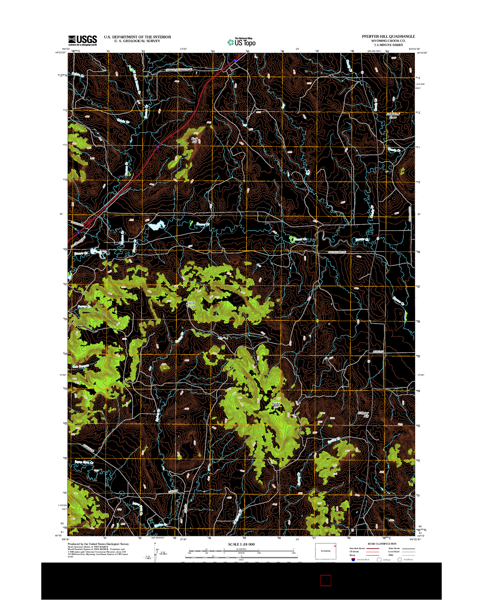 USGS US TOPO 7.5-MINUTE MAP FOR PFEIFFER HILL, WY 2012