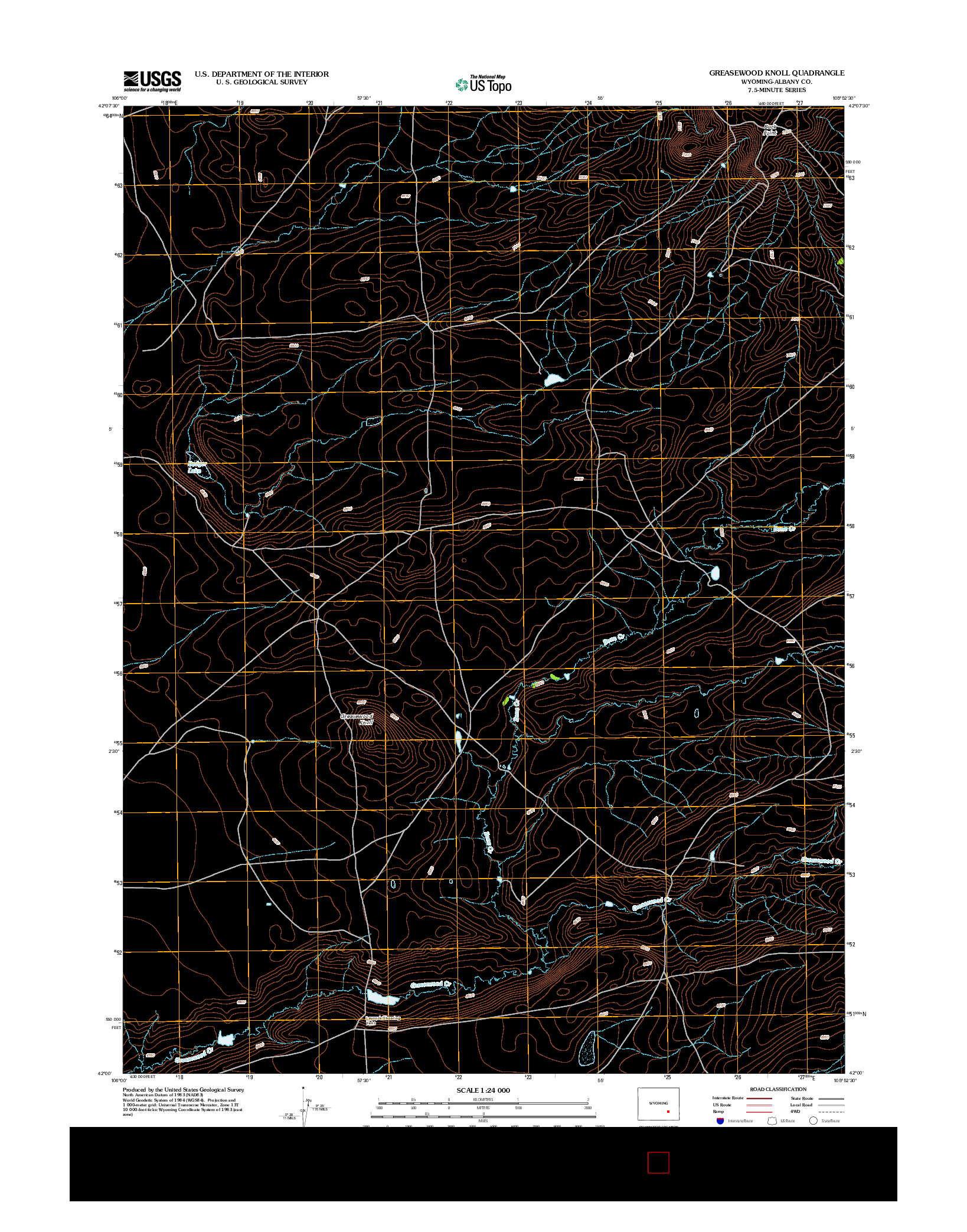 USGS US TOPO 7.5-MINUTE MAP FOR GREASEWOOD KNOLL, WY 2012