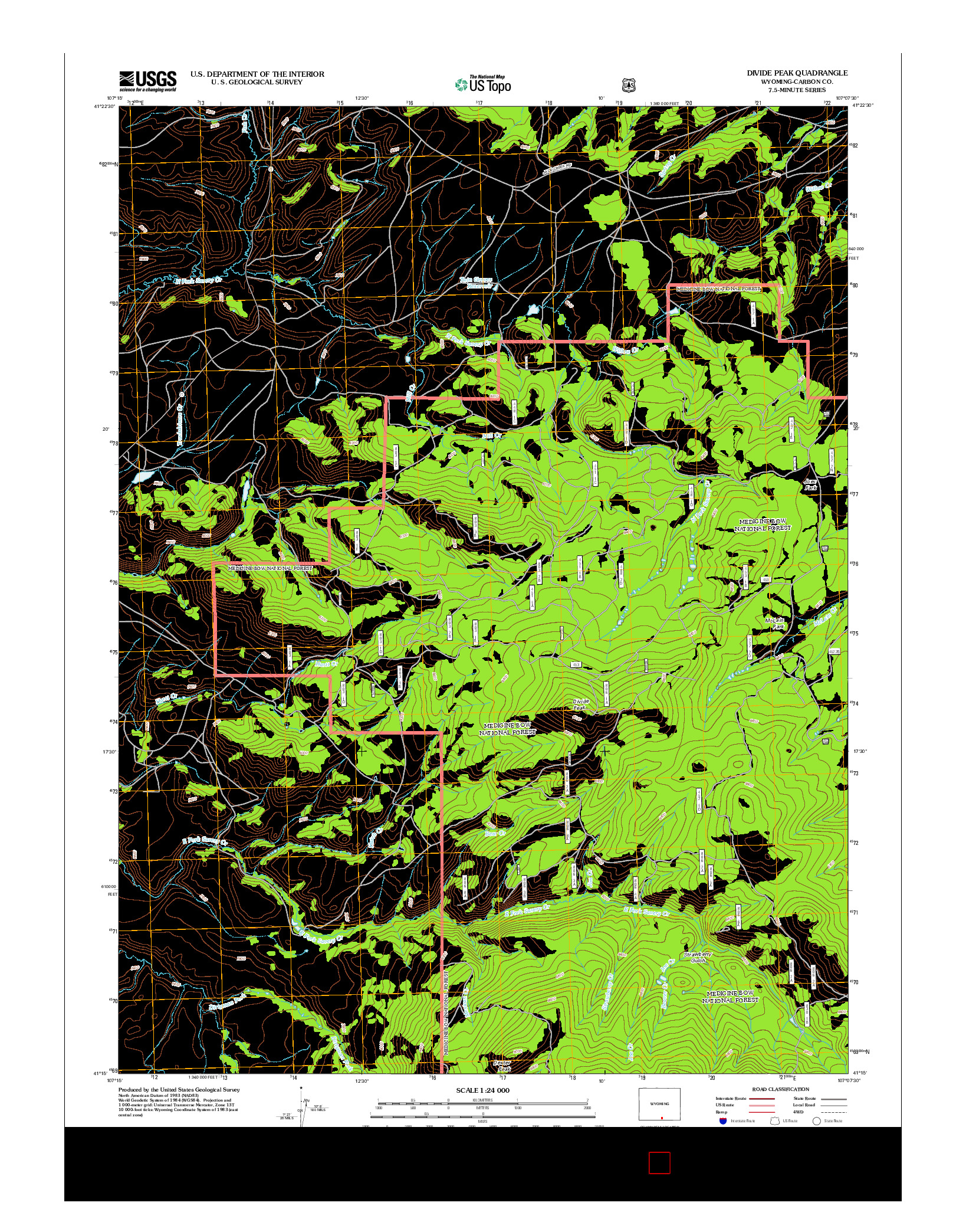 USGS US TOPO 7.5-MINUTE MAP FOR DIVIDE PEAK, WY 2012