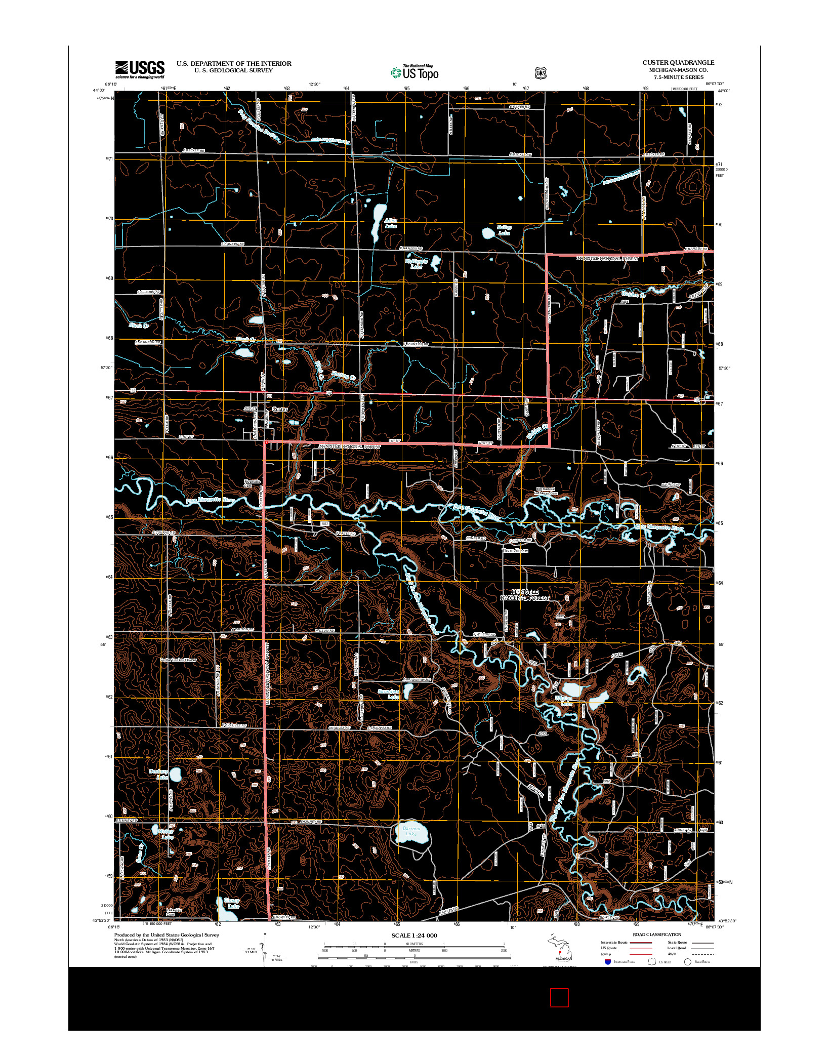 USGS US TOPO 7.5-MINUTE MAP FOR CUSTER, MI 2012