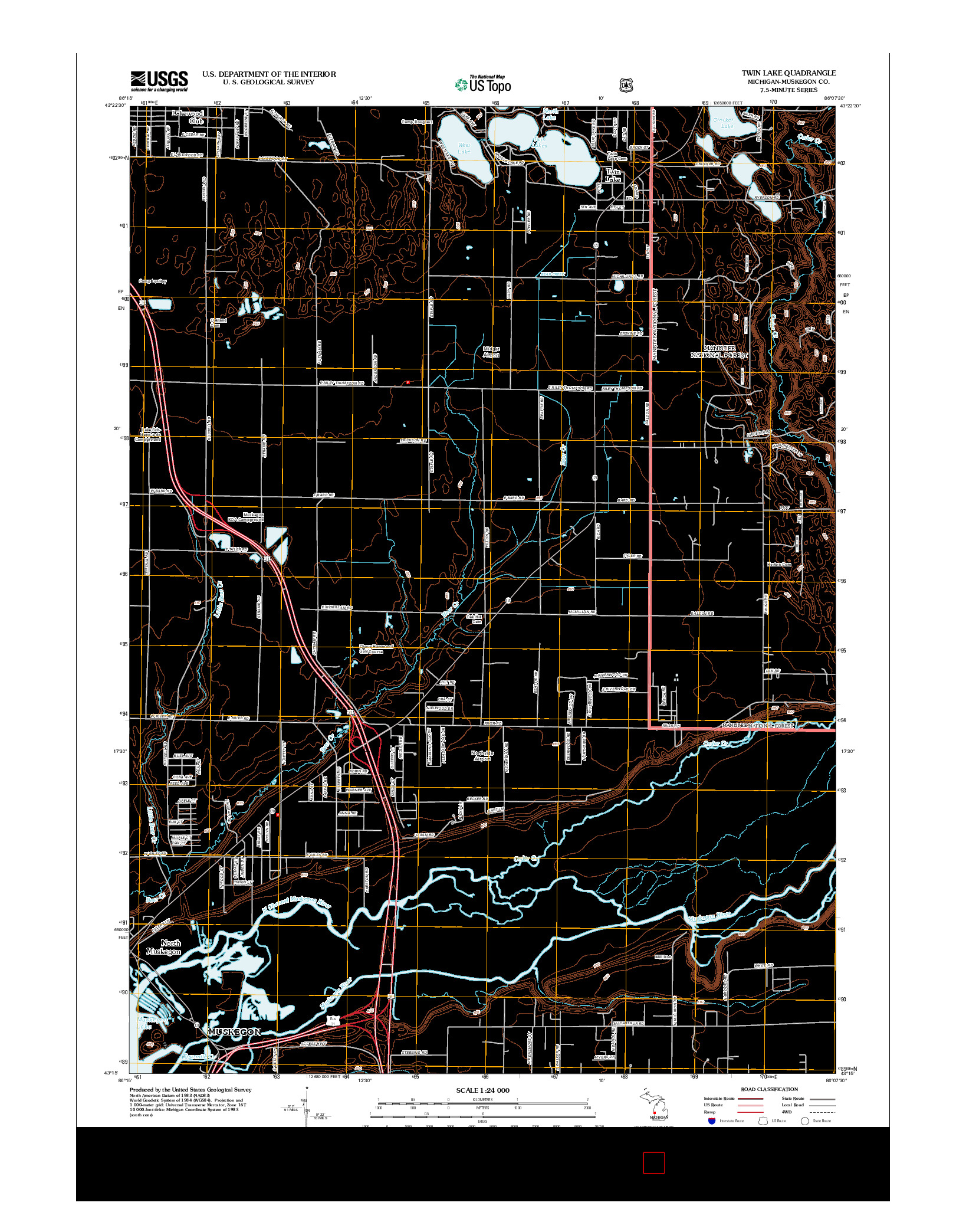 USGS US TOPO 7.5-MINUTE MAP FOR TWIN LAKE, MI 2012