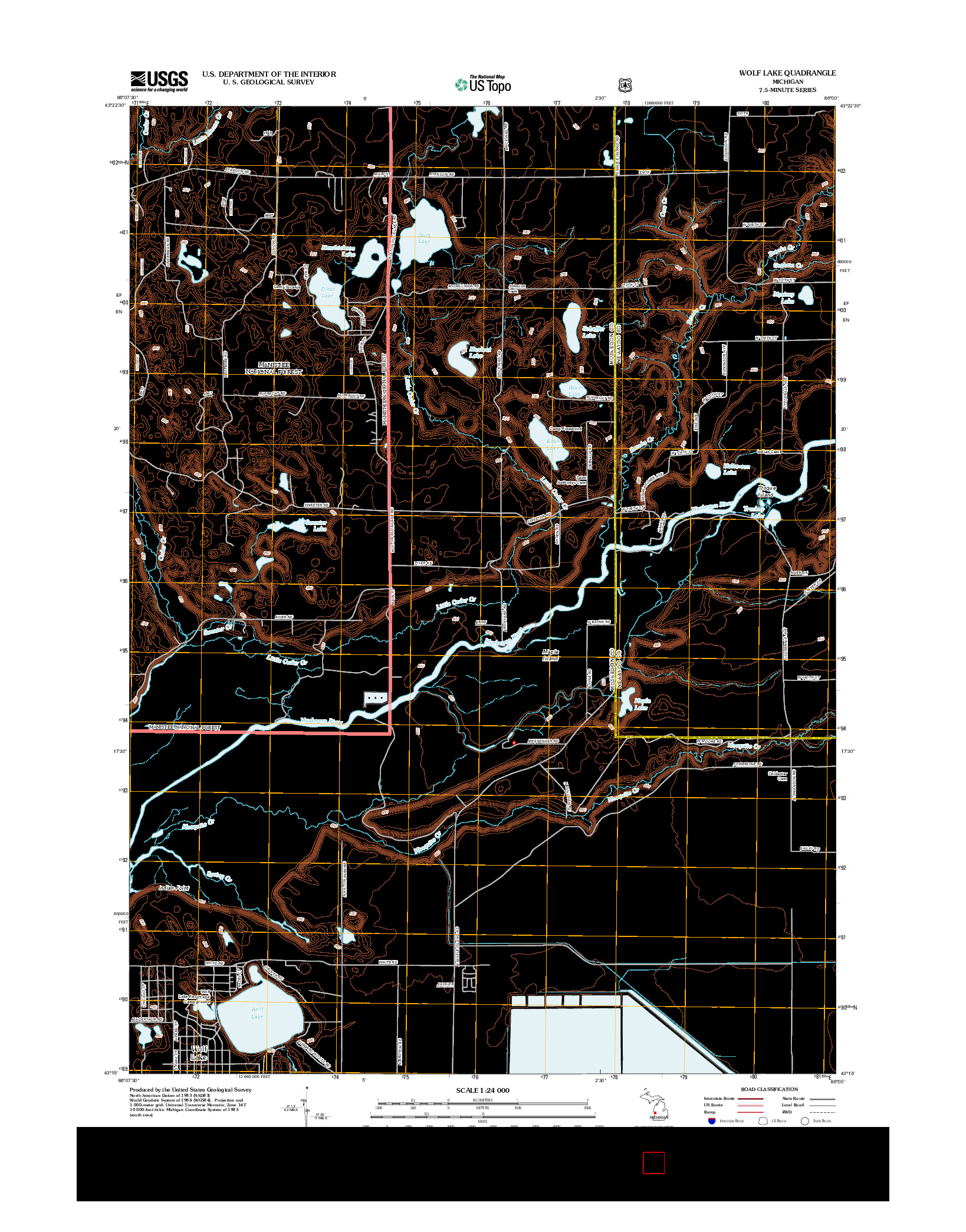 USGS US TOPO 7.5-MINUTE MAP FOR WOLF LAKE, MI 2012