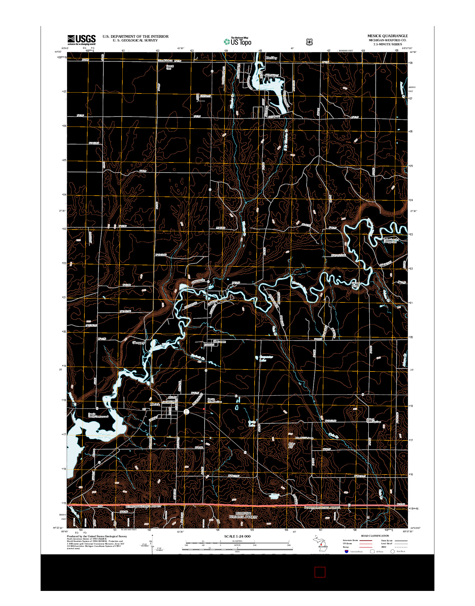 USGS US TOPO 7.5-MINUTE MAP FOR MESICK, MI 2012