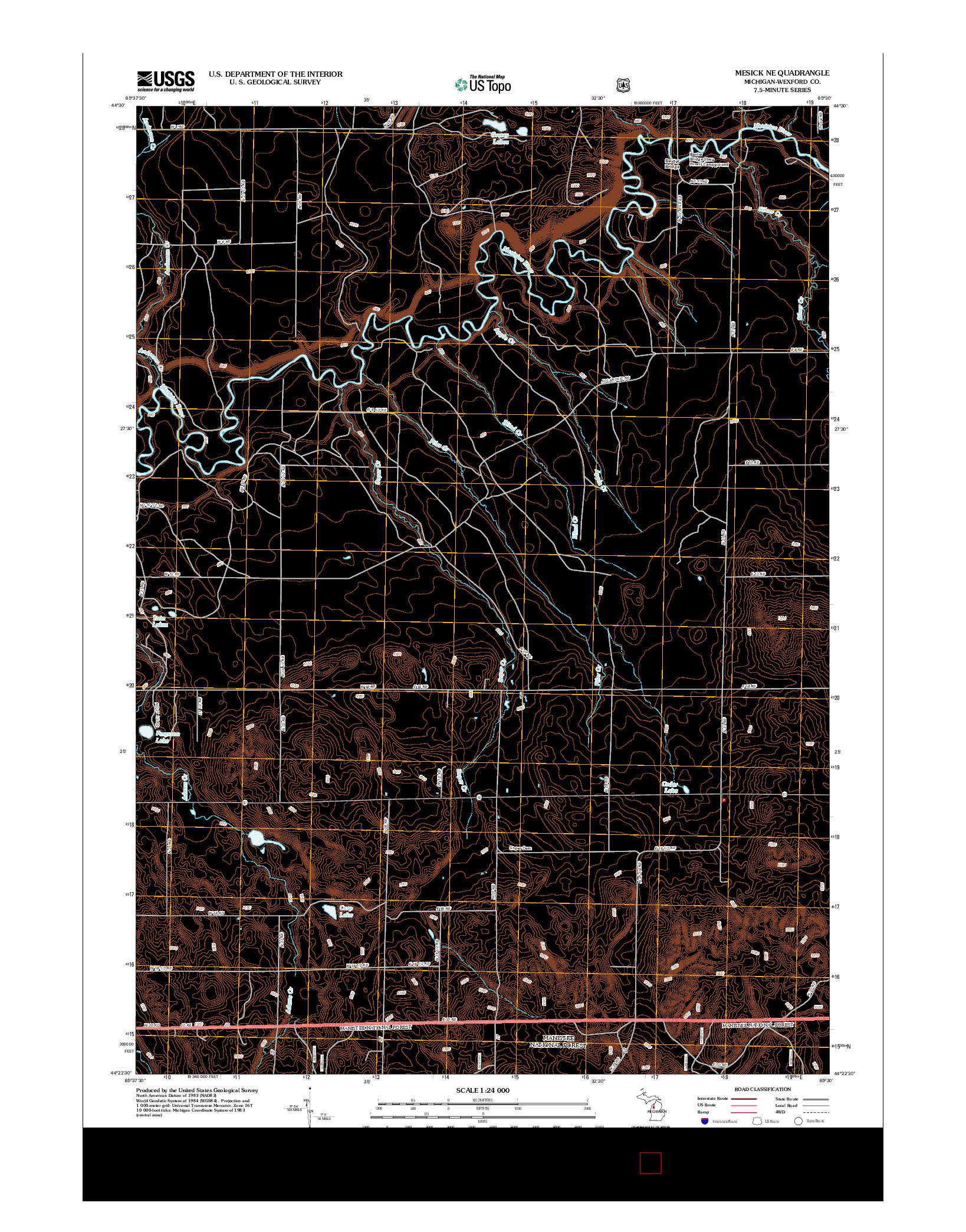 USGS US TOPO 7.5-MINUTE MAP FOR MESICK NE, MI 2012