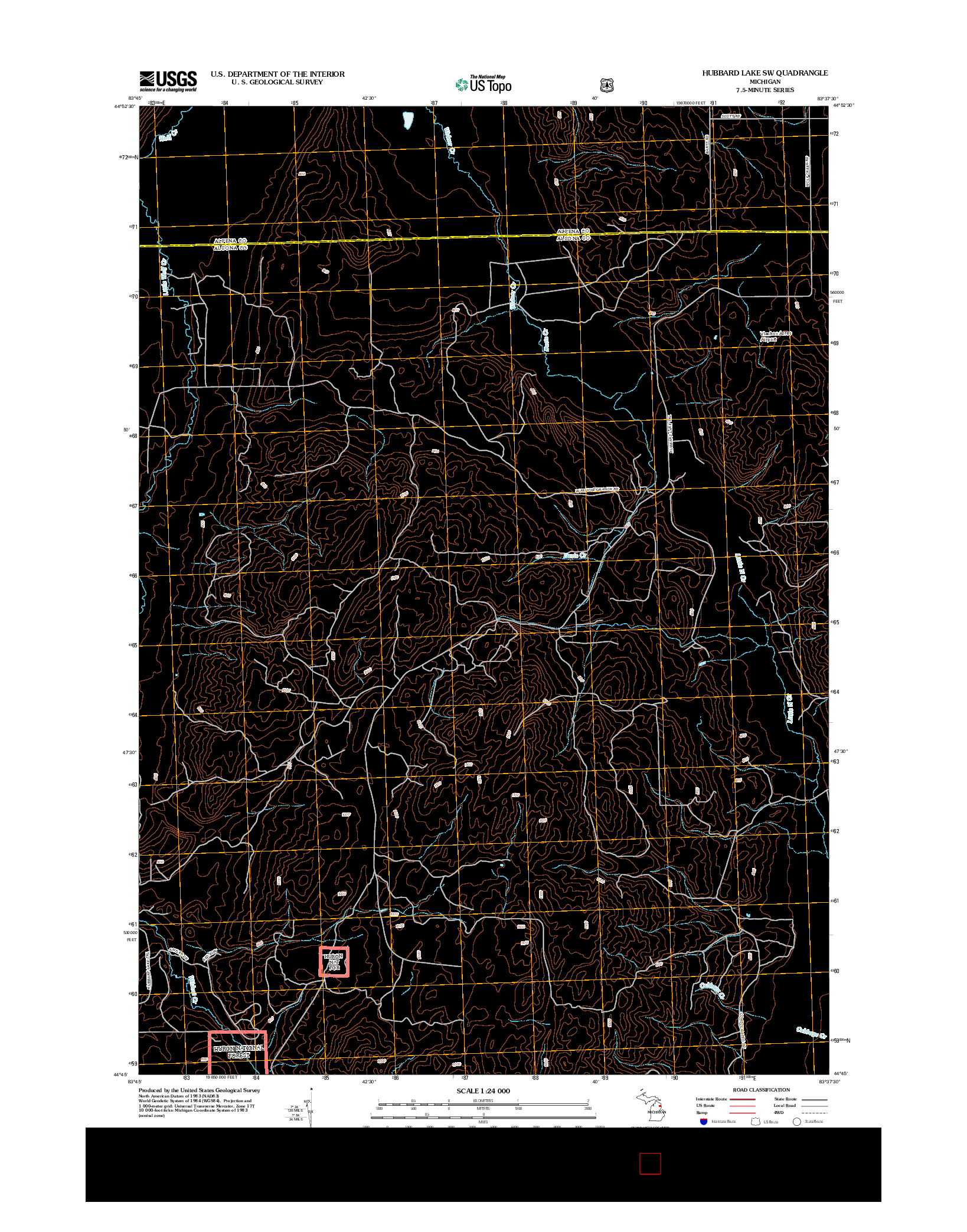 USGS US TOPO 7.5-MINUTE MAP FOR HUBBARD LAKE SW, MI 2012