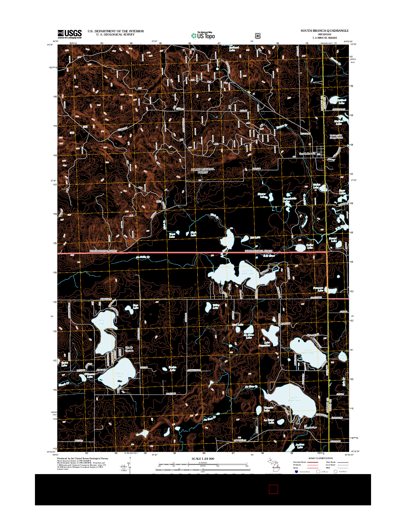 USGS US TOPO 7.5-MINUTE MAP FOR SOUTH BRANCH, MI 2012