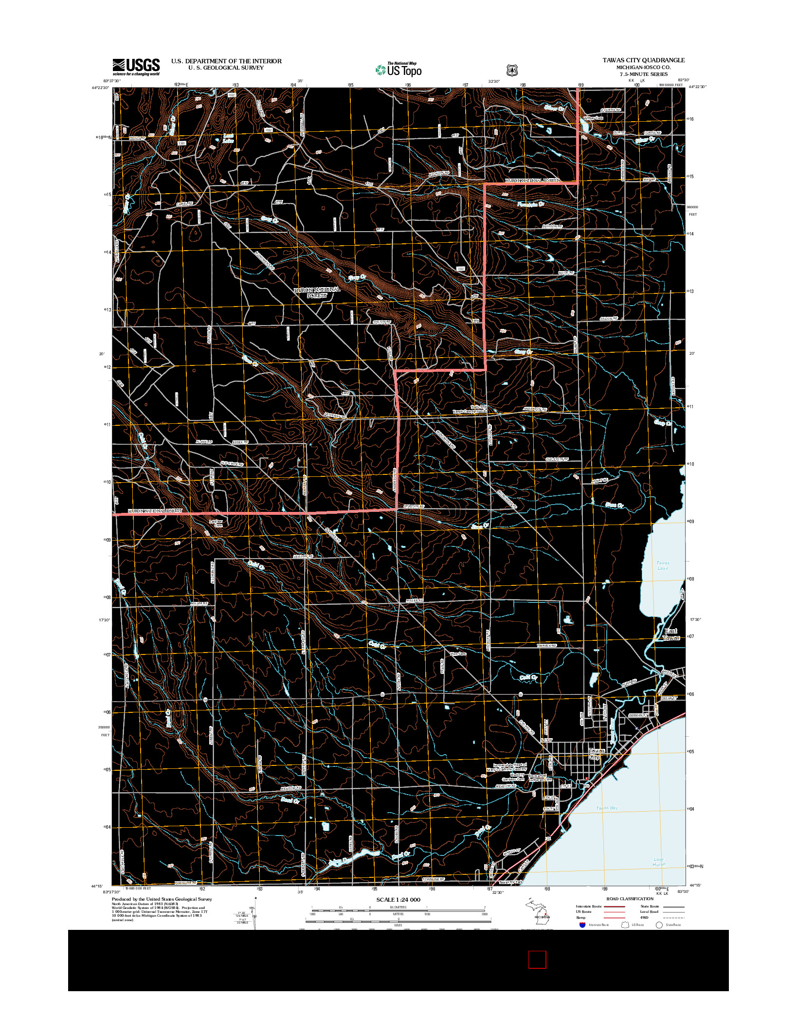USGS US TOPO 7.5-MINUTE MAP FOR TAWAS CITY, MI 2012