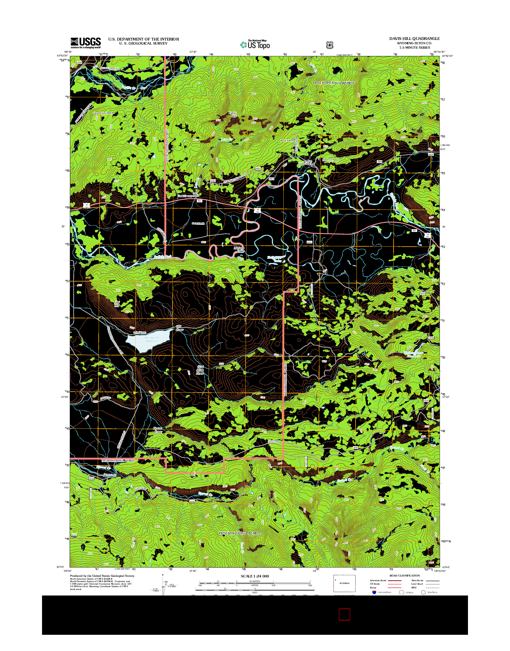 USGS US TOPO 7.5-MINUTE MAP FOR DAVIS HILL, WY 2012