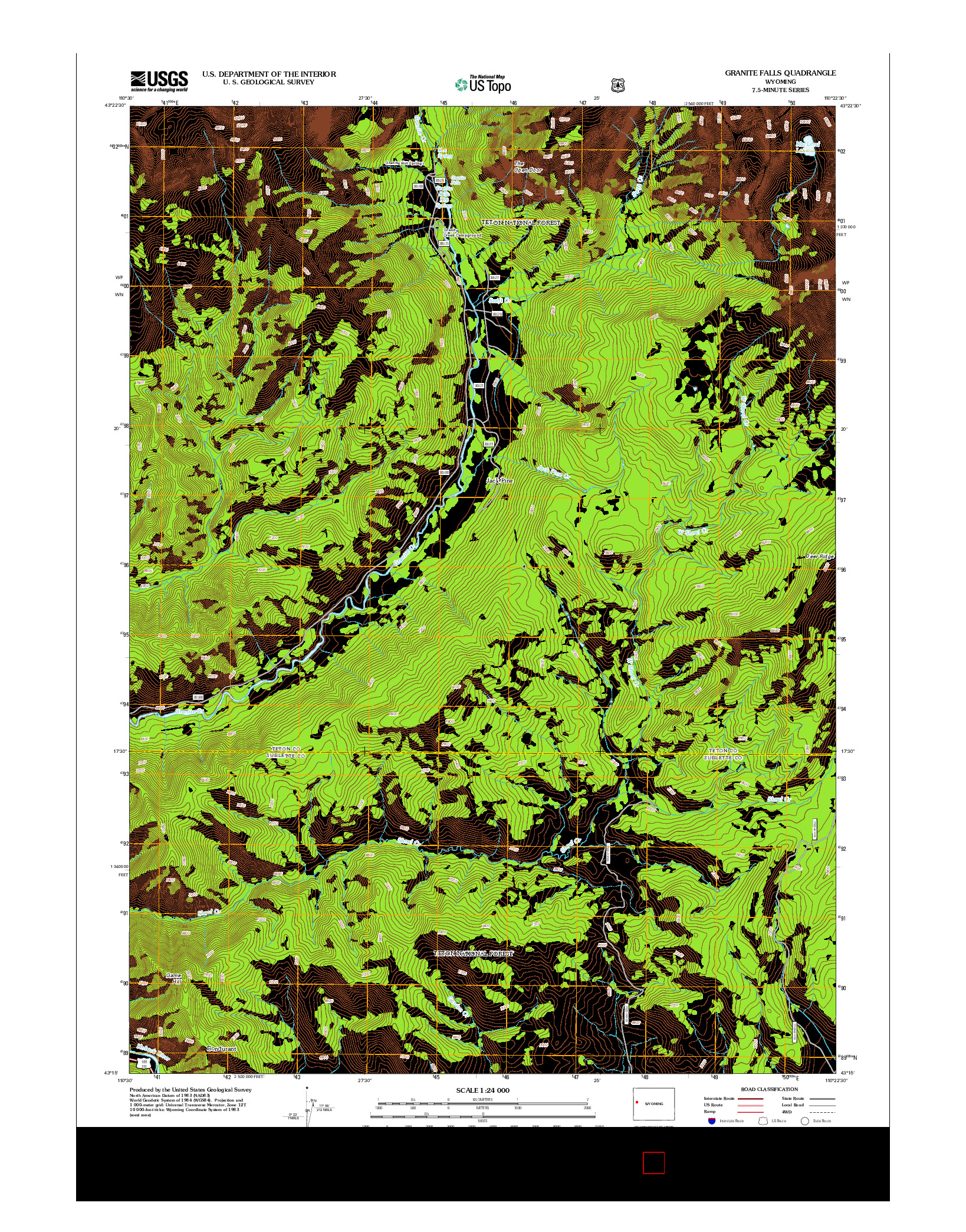 USGS US TOPO 7.5-MINUTE MAP FOR GRANITE FALLS, WY 2012