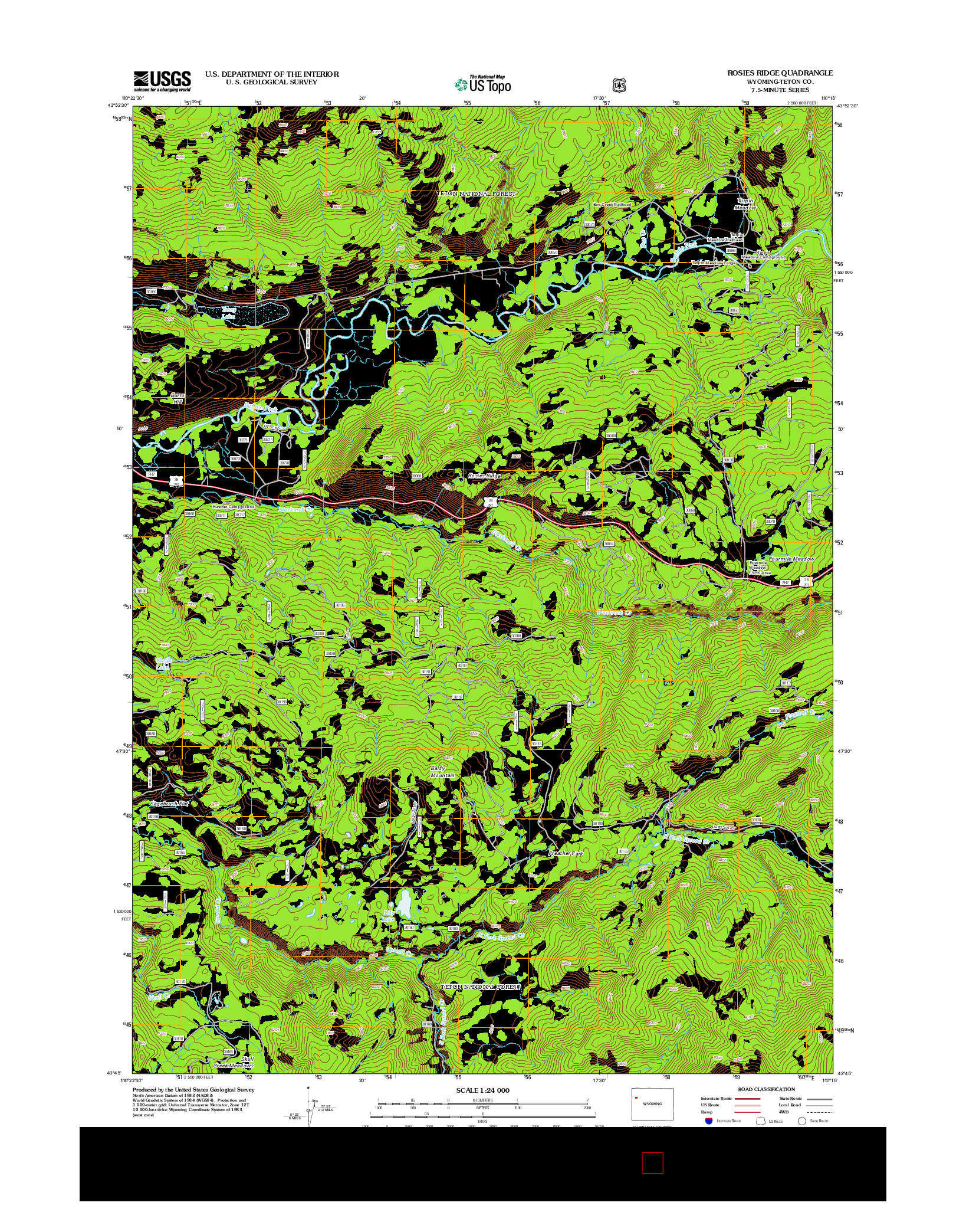 USGS US TOPO 7.5-MINUTE MAP FOR ROSIES RIDGE, WY 2012