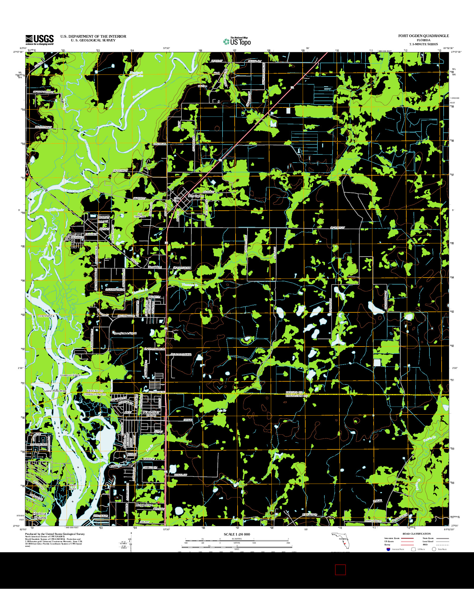 USGS US TOPO 7.5-MINUTE MAP FOR FORT OGDEN, FL 2012