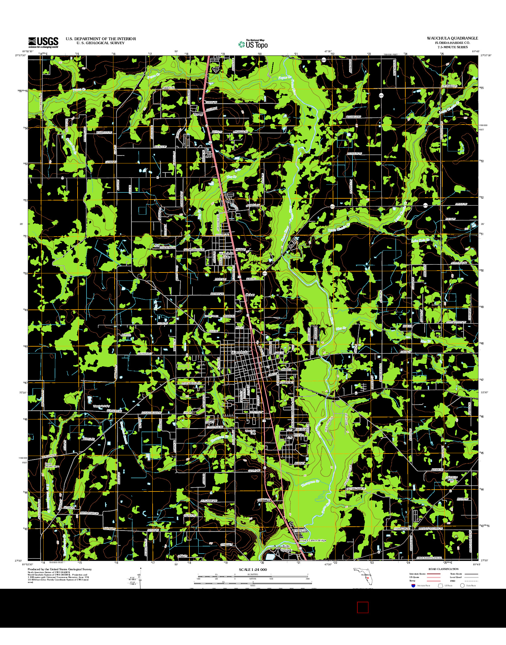 USGS US TOPO 7.5-MINUTE MAP FOR WAUCHULA, FL 2012