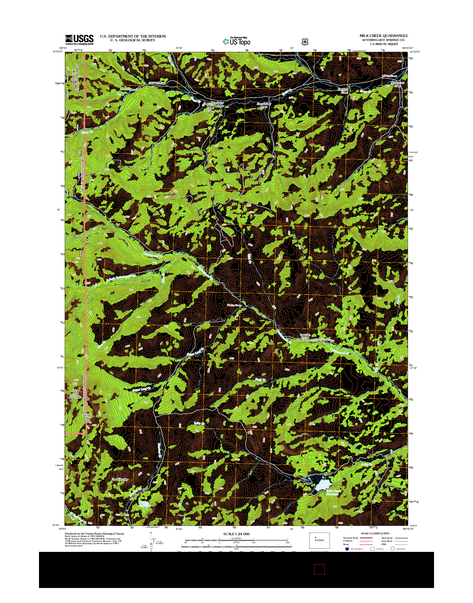 USGS US TOPO 7.5-MINUTE MAP FOR MILK CREEK, WY 2012