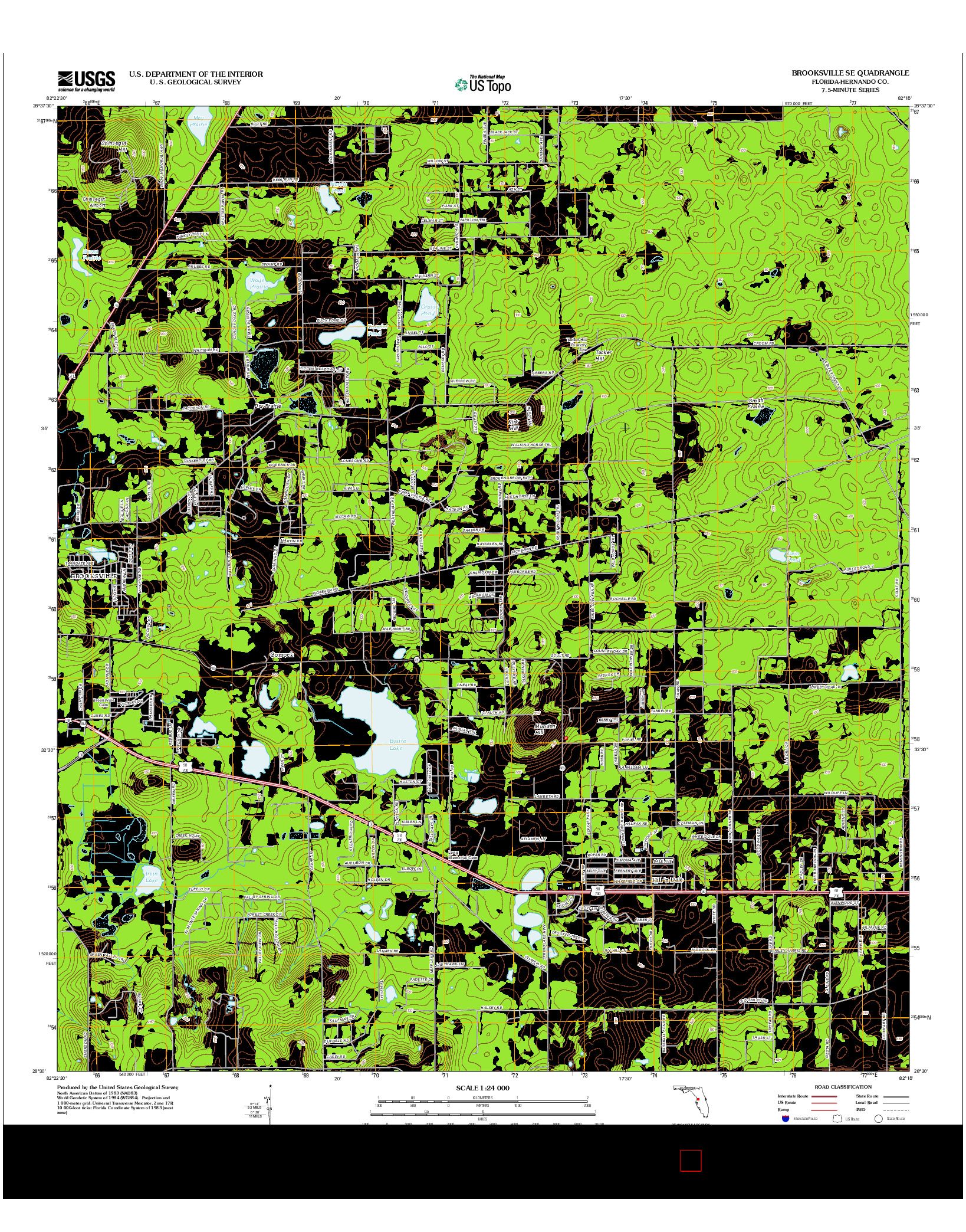 USGS US TOPO 7.5-MINUTE MAP FOR BROOKSVILLE SE, FL 2012
