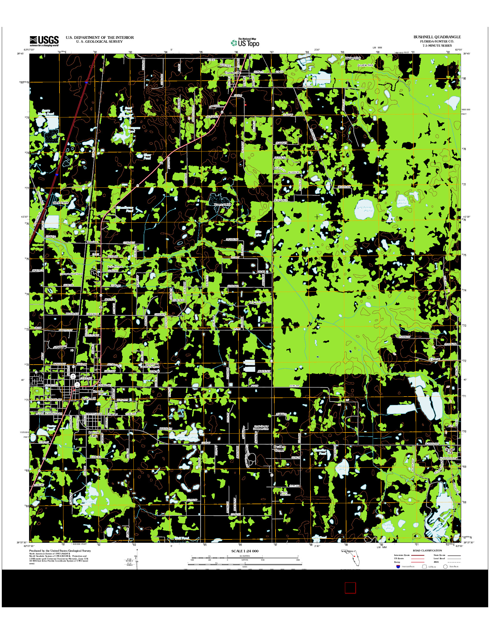 USGS US TOPO 7.5-MINUTE MAP FOR BUSHNELL, FL 2012