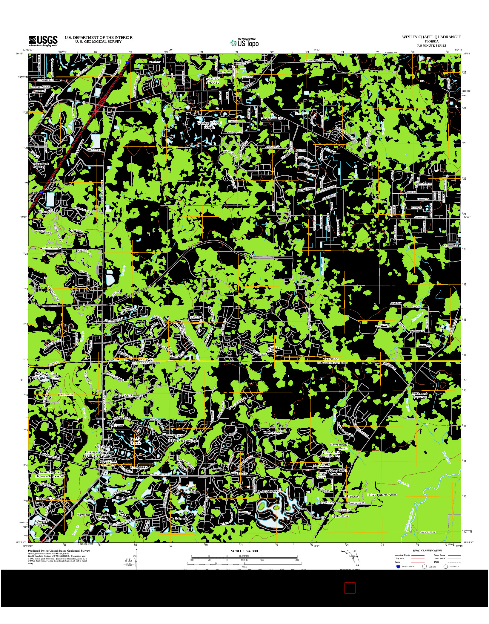 USGS US TOPO 7.5-MINUTE MAP FOR WESLEY CHAPEL, FL 2012