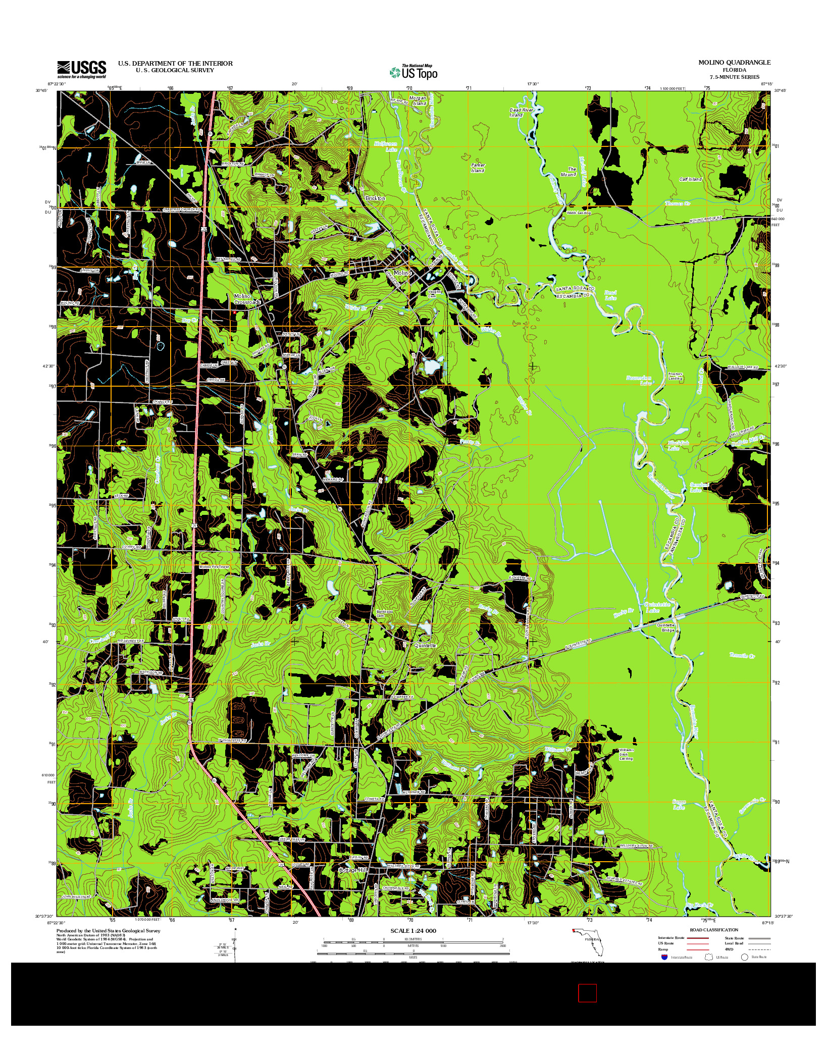 USGS US TOPO 7.5-MINUTE MAP FOR MOLINO, FL 2012