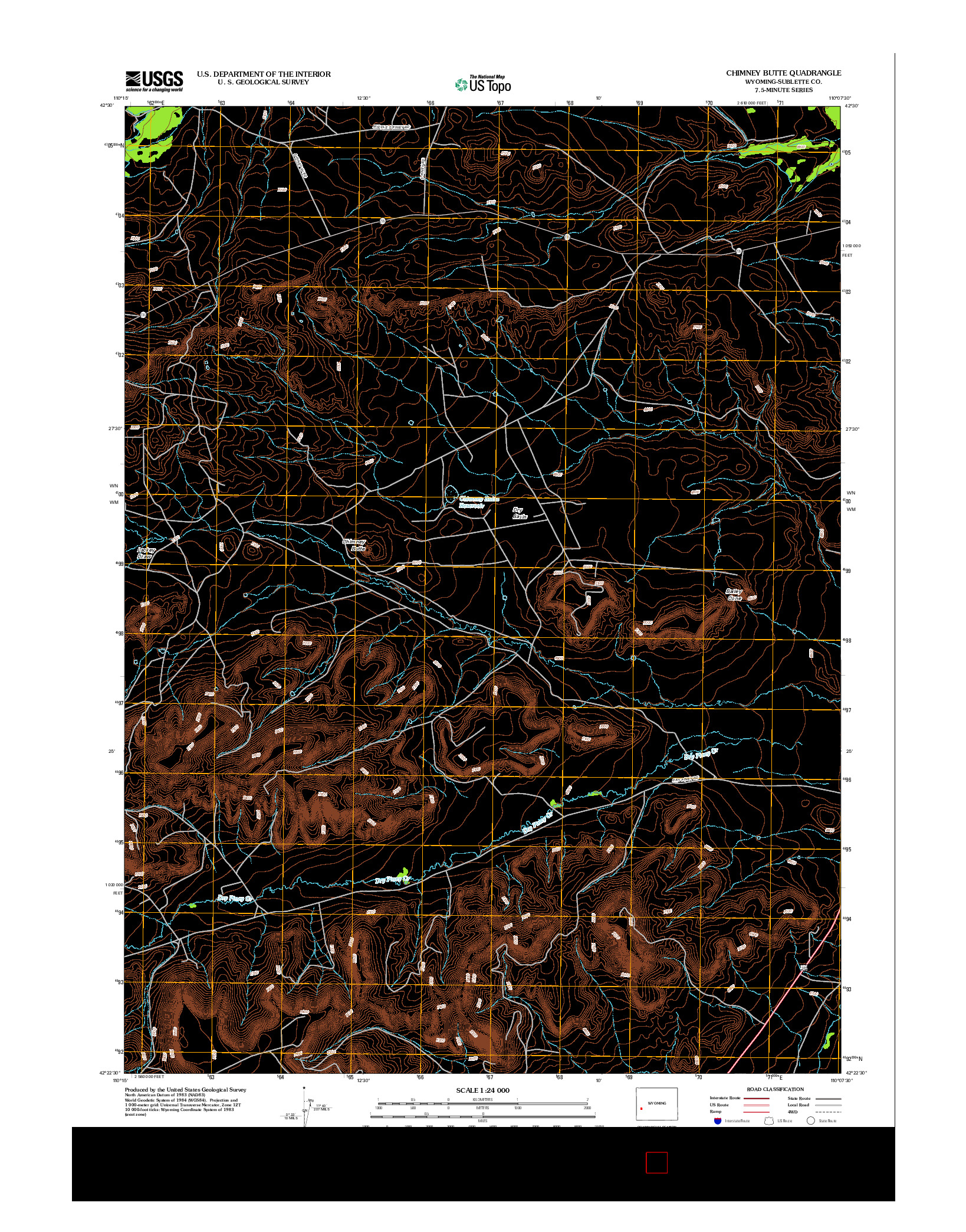 USGS US TOPO 7.5-MINUTE MAP FOR CHIMNEY BUTTE, WY 2012