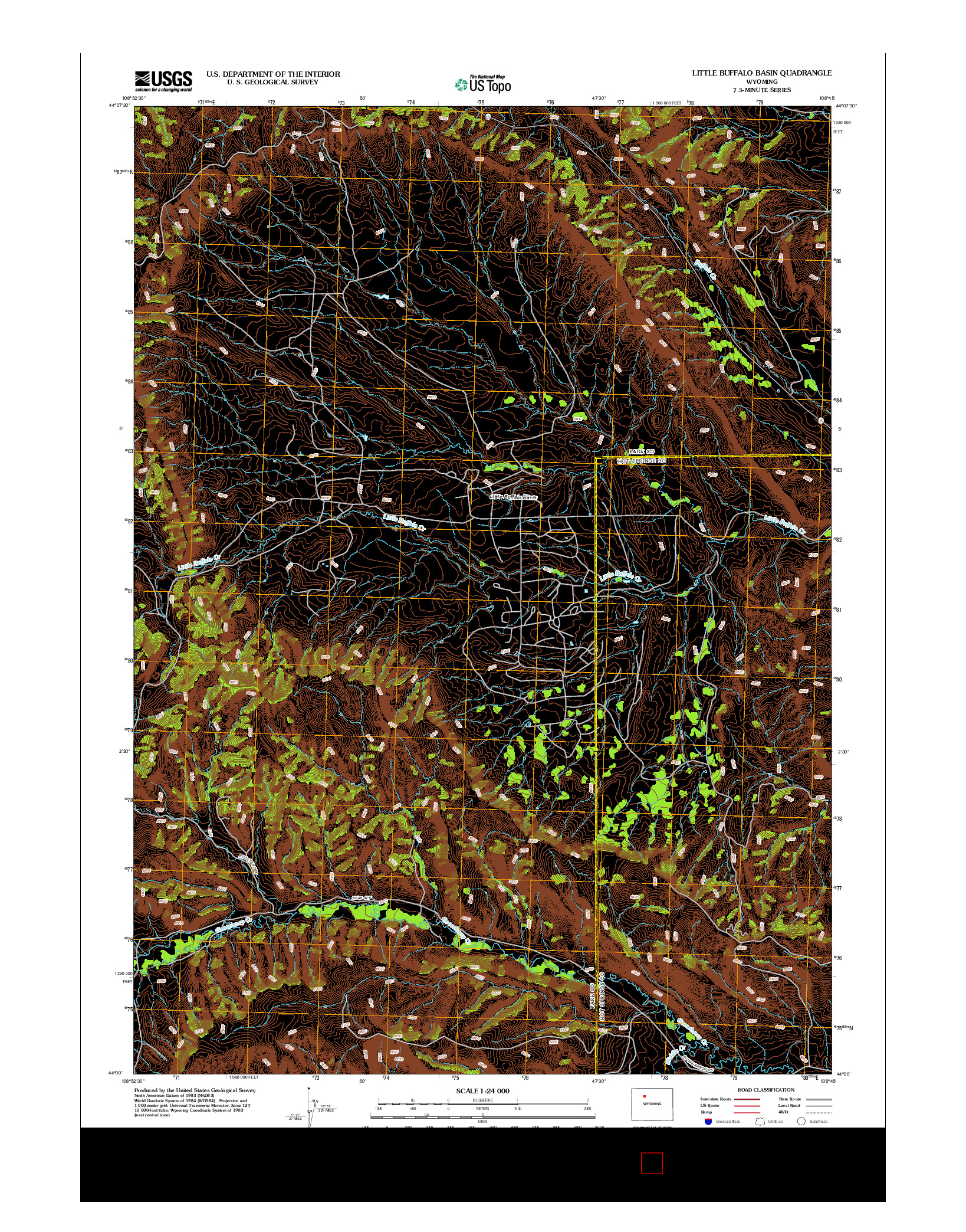 USGS US TOPO 7.5-MINUTE MAP FOR LITTLE BUFFALO BASIN, WY 2012