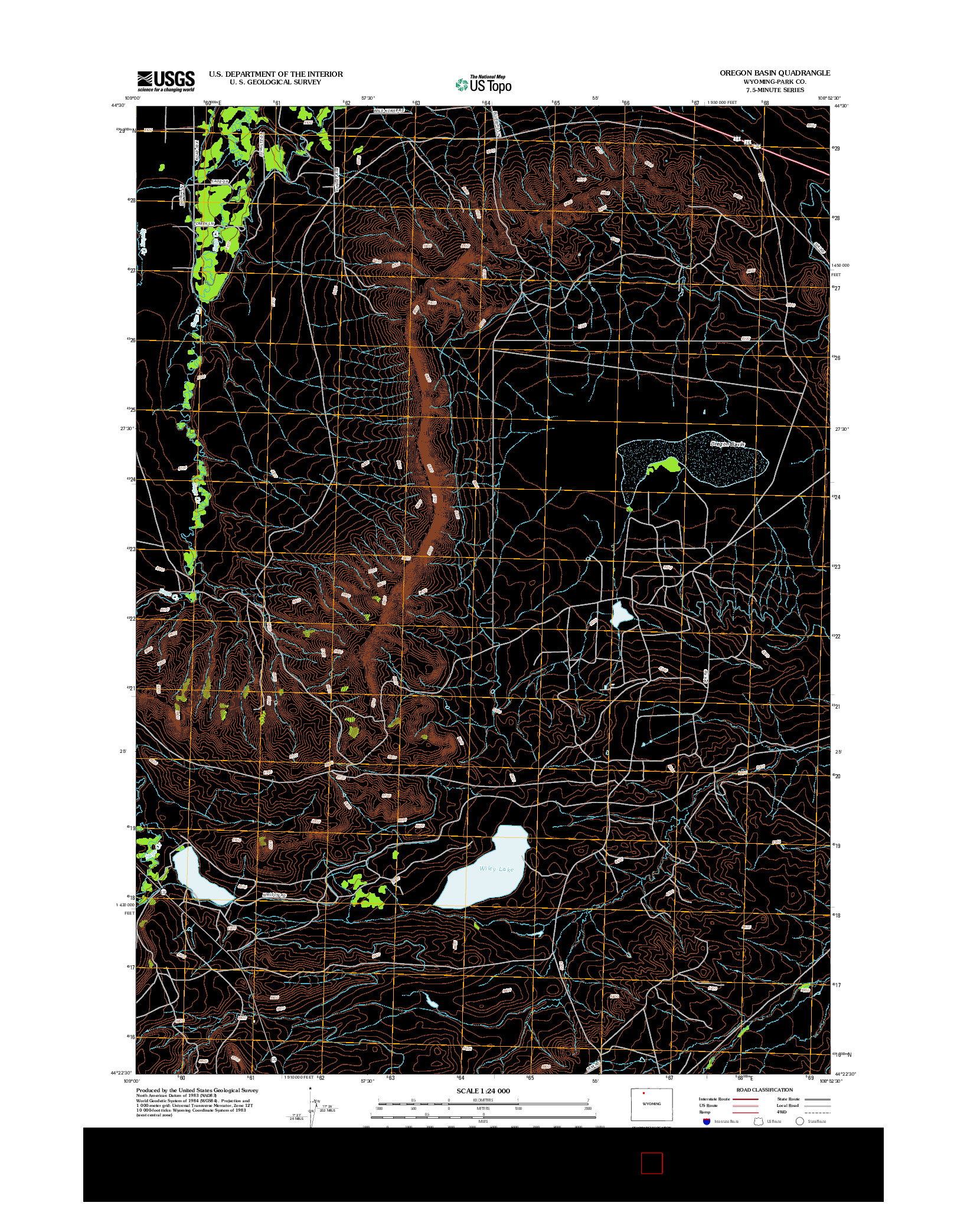 USGS US TOPO 7.5-MINUTE MAP FOR OREGON BASIN, WY 2012