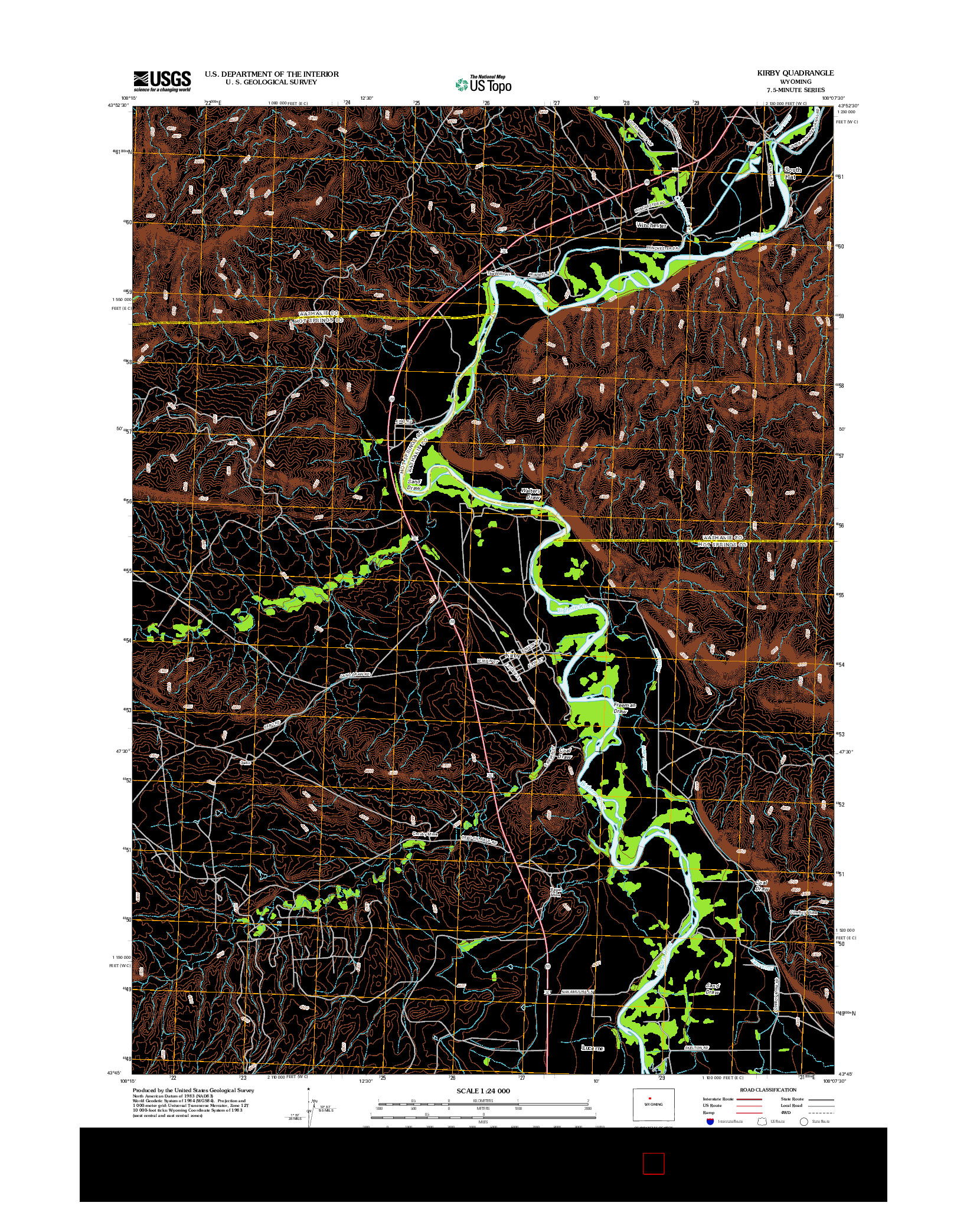 USGS US TOPO 7.5-MINUTE MAP FOR KIRBY, WY 2012